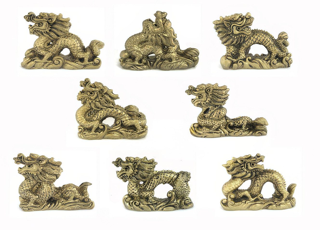 Yudu Dekofigur 8er Set Drache Figuren Fengshui Glücksbringer Glück & Erfolg