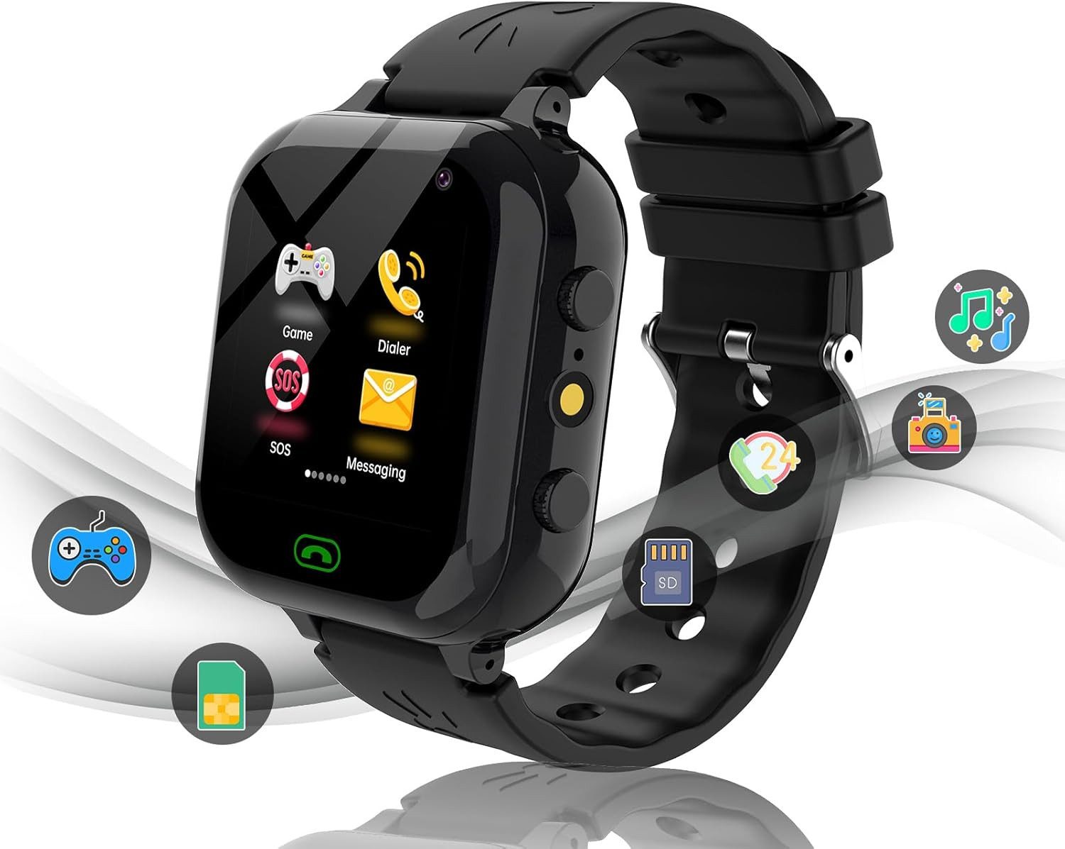 MiracDan DG2 Smartwatch (3,5 cm, sim karte), Multifunktionale Kinderuhr mit SIM-Karte und Lernspielen