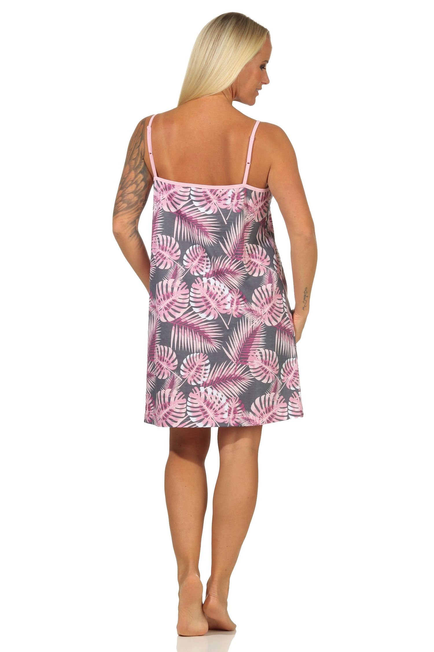 Ärmelloses rosa Spaghetti in Print Nachthemd Normann Nachthemd Damen floralem