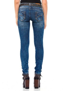 Cipo & Baxx Slim-fit-Jeans mit coolem Doppel-Bund in Skinny Fit