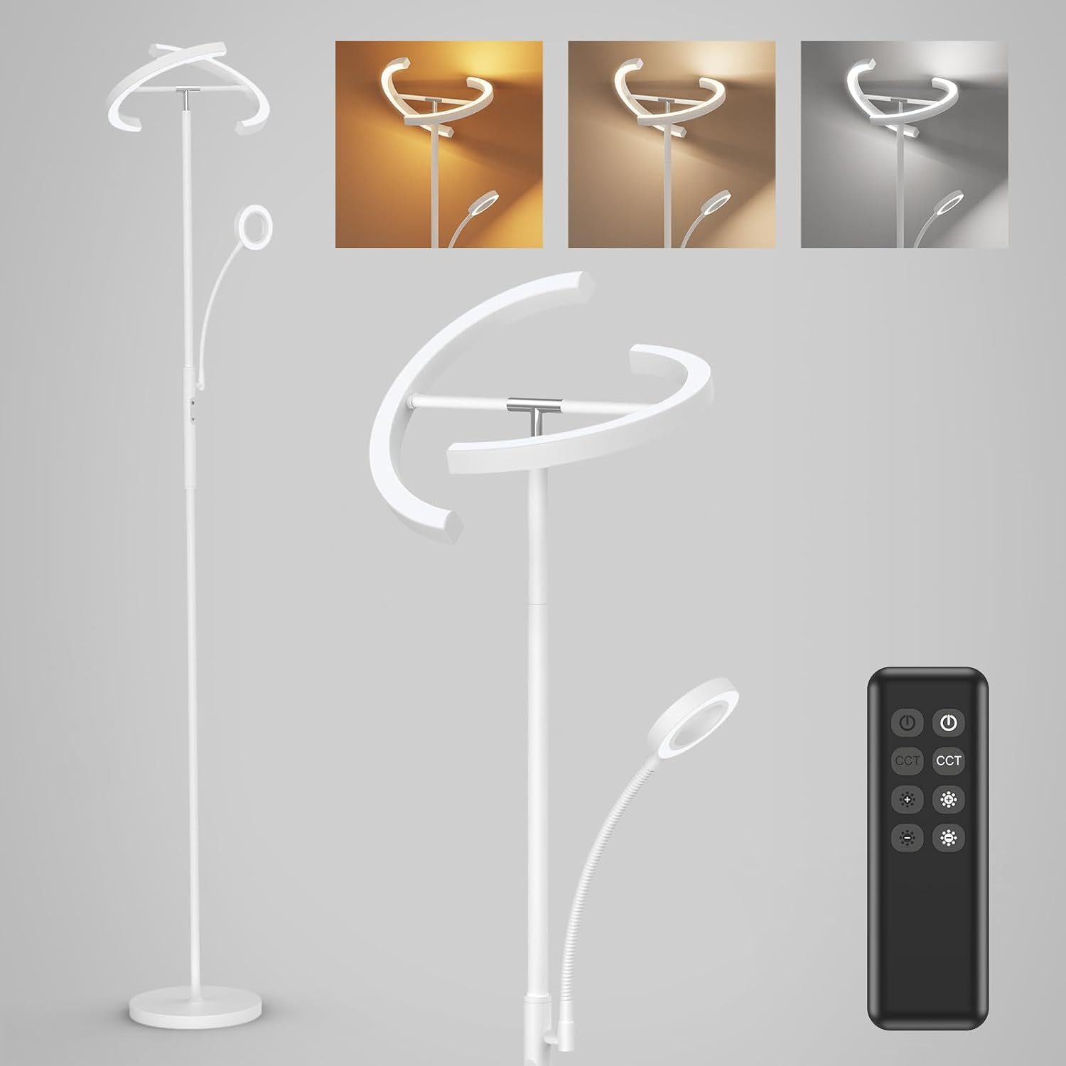 AMDELNE LED Stehlampe dimmbar mit Leselampe, günstig online kaufen
