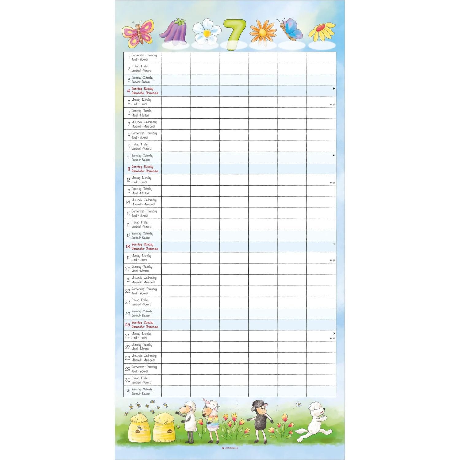 Wandkalender Familienplaner Cartoon 2027 – Bild 5 von 5