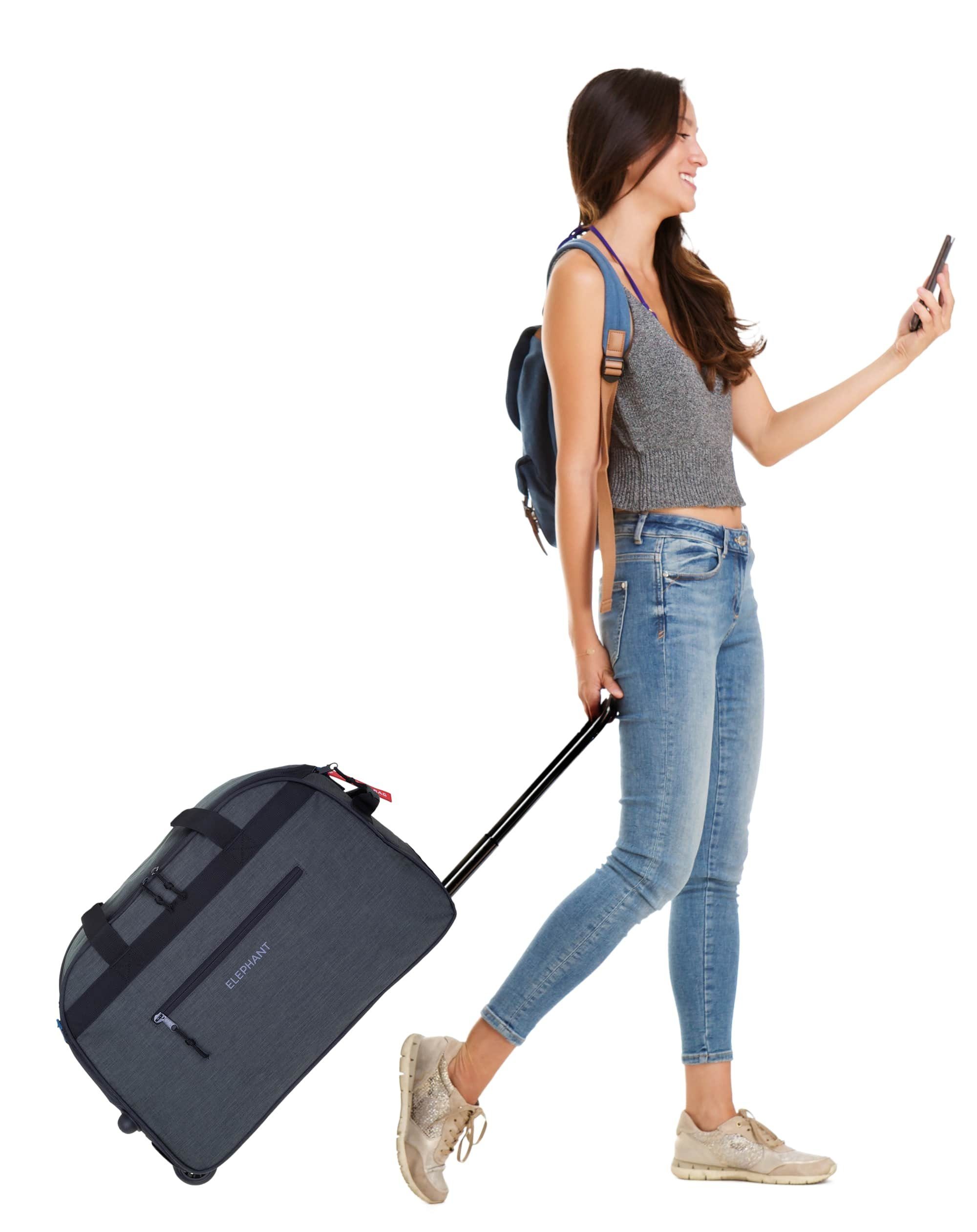 ELEPHANT Trolley Duffle Bag Travel Reisetrolley 55 cm Reisetasche, Weekender Sauna Reise Sport Trolly Tasche Rollen – Bild 3 von 5