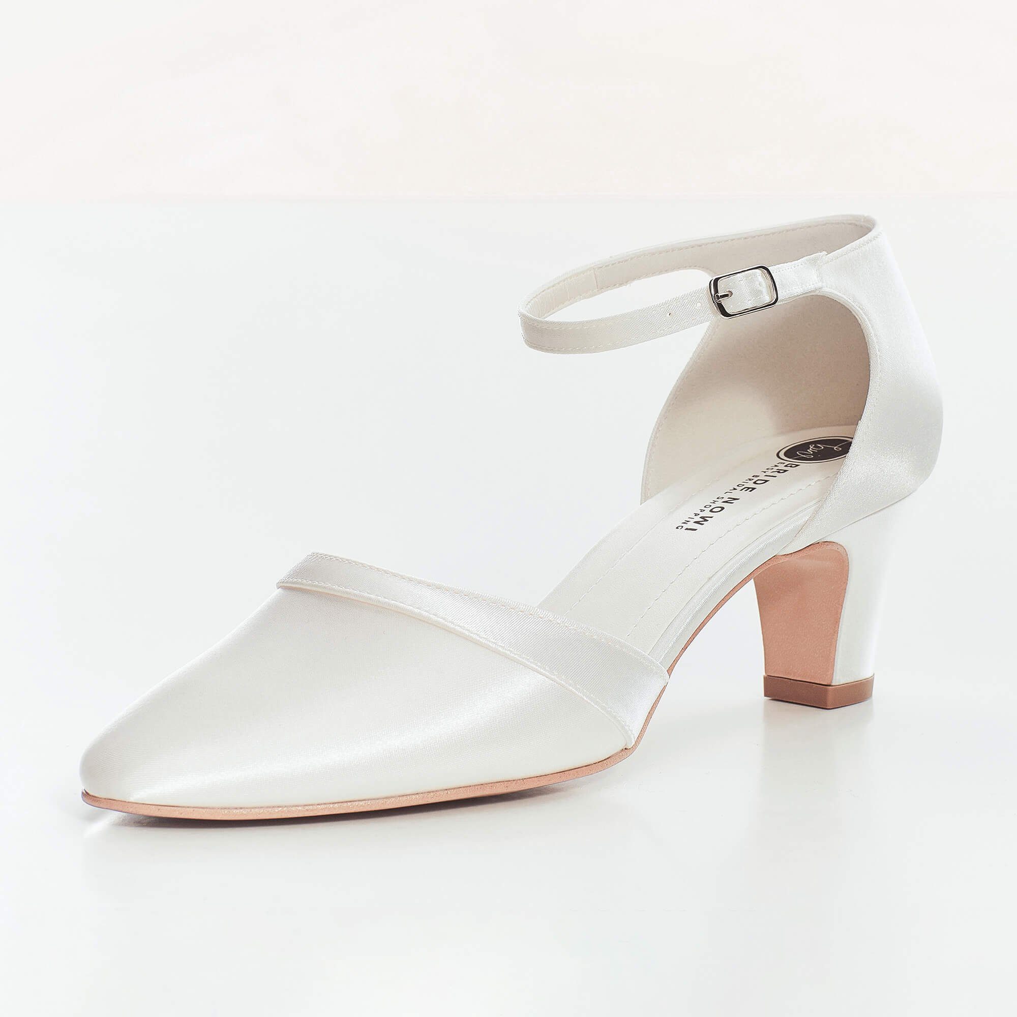 Bride Now! Damen Brautschuhe creme Satin gepolsterte Blockabsatz Hochzeit Pumps Pumps