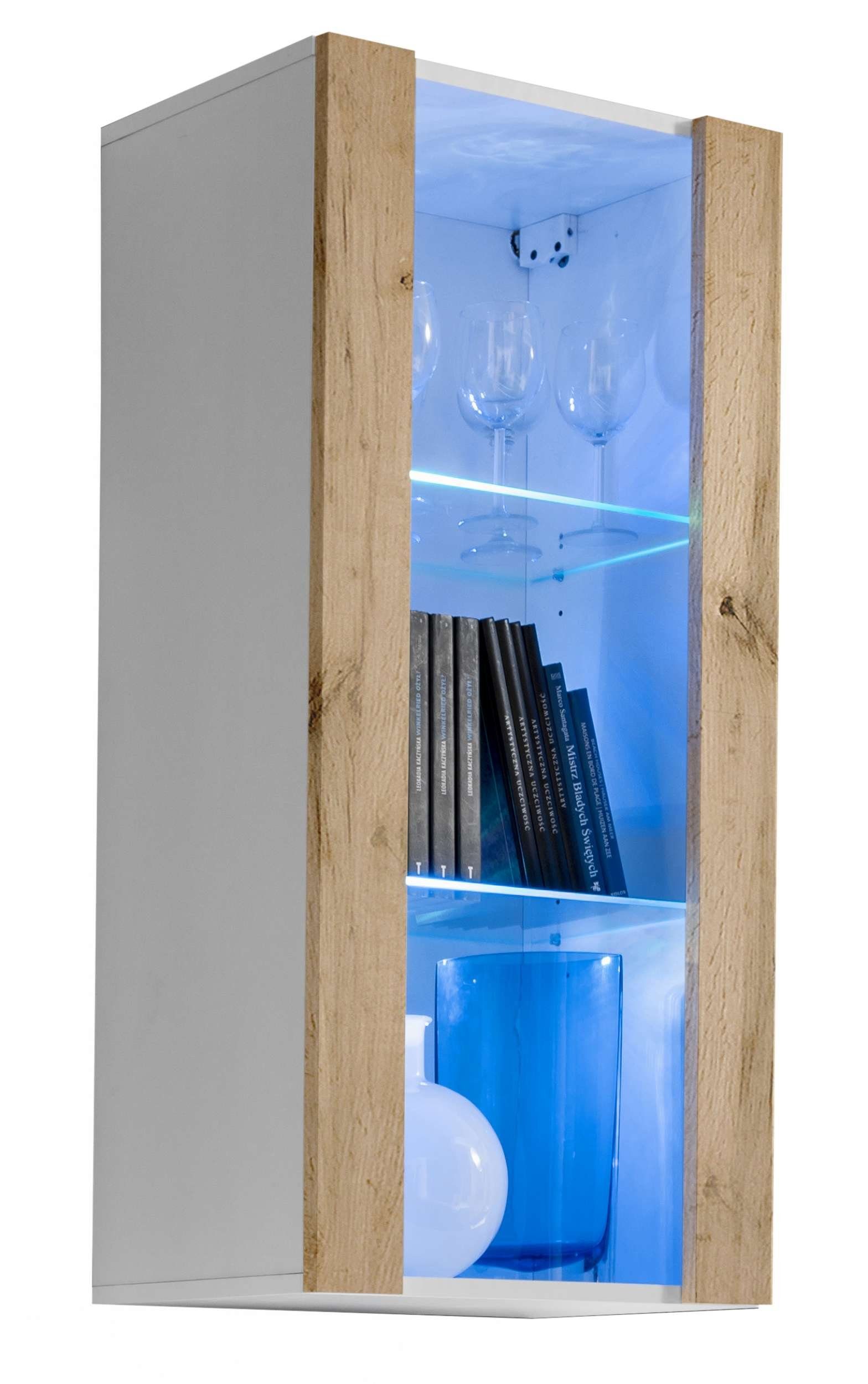 Stylefy Vitrine Azara (Hängevitrine, Glasvitrine, Wohnmöbel) wahlweise mit  LED-Beleuchtung, mit Glaseinsatz, viel Stauraum, Design Modern, variabel  hängbar, aus Holzwerkstoff