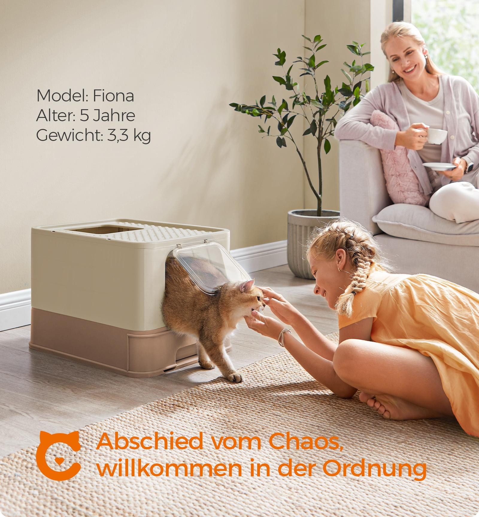 FEANDREA Katzentoilette, Katzenklo, mit Deckel, für Katzen bis 15kg günstig online kaufen