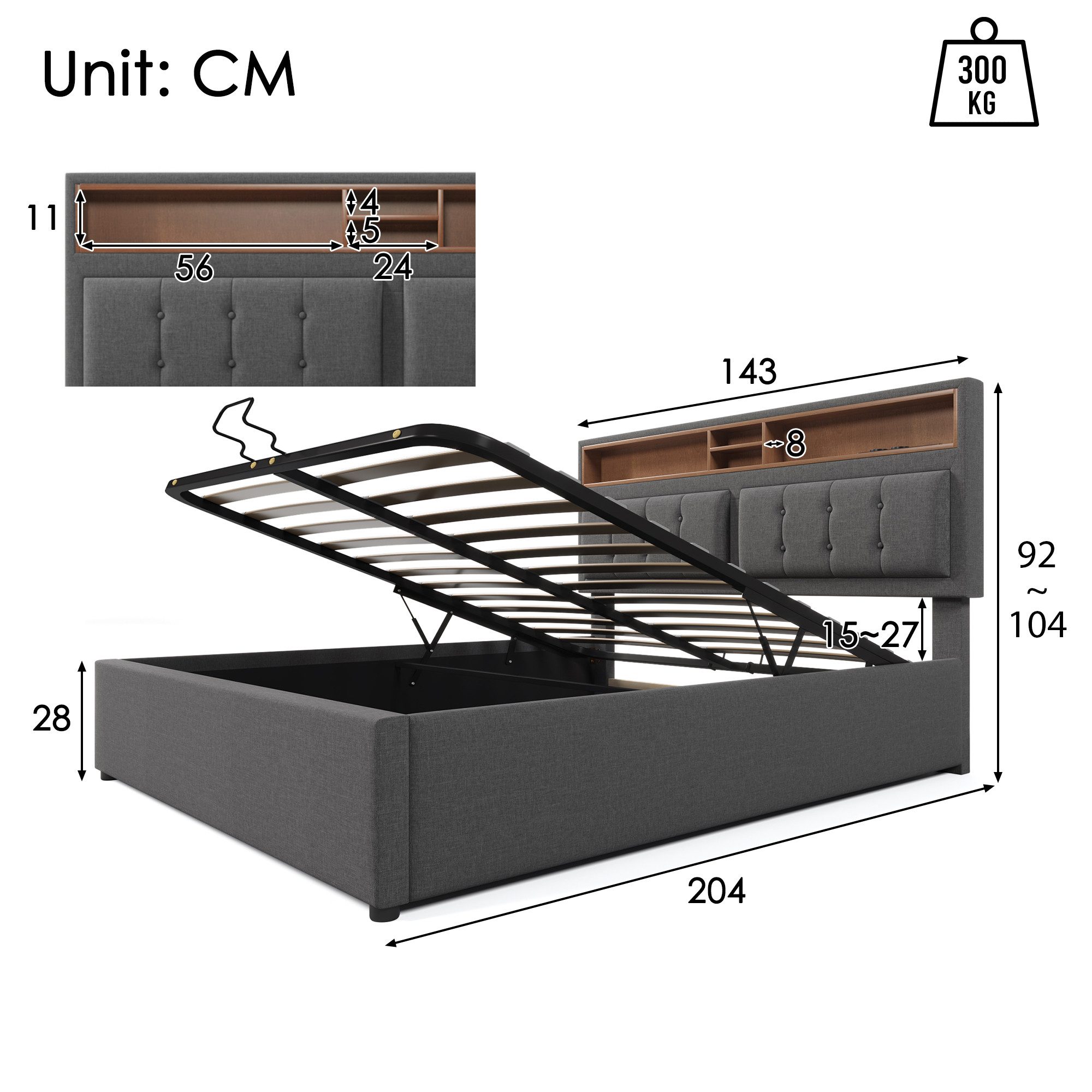 STILVORA Polsterbett 140x200 Bett Jugendbett mit Stauraum,Bettgestell mit U günstig online kaufen