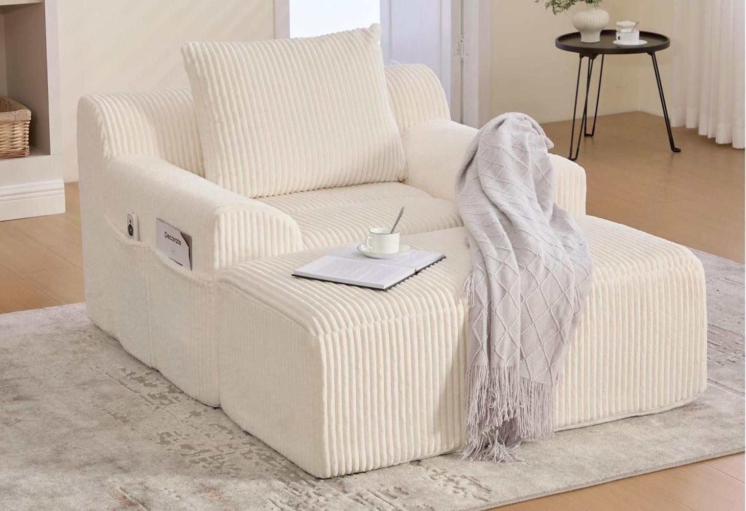 LVHOM Loungesessel Übergroßer Cord Relaxsessel/Polstersessel mit Fußhocker, günstig online kaufen