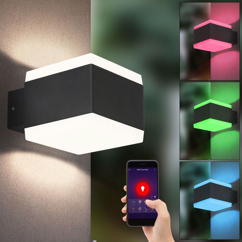 GLOBO LIGHTING LED Wandstrahler, LED-Leuchtmittel fest verbaut, Kaltweiß, Warmweiß, Neutralweiß, Tageslichtweiß, Farbwechsel, Smart RGB LED Wand Lampe Leuchte App Alexa Dimmbar Farben Fixierbar