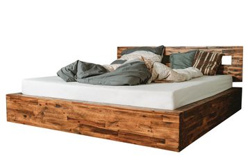 Junado® Holzbett Marton, massives lackiertes Akazienholz, 180 x 200 cm, naturfarben