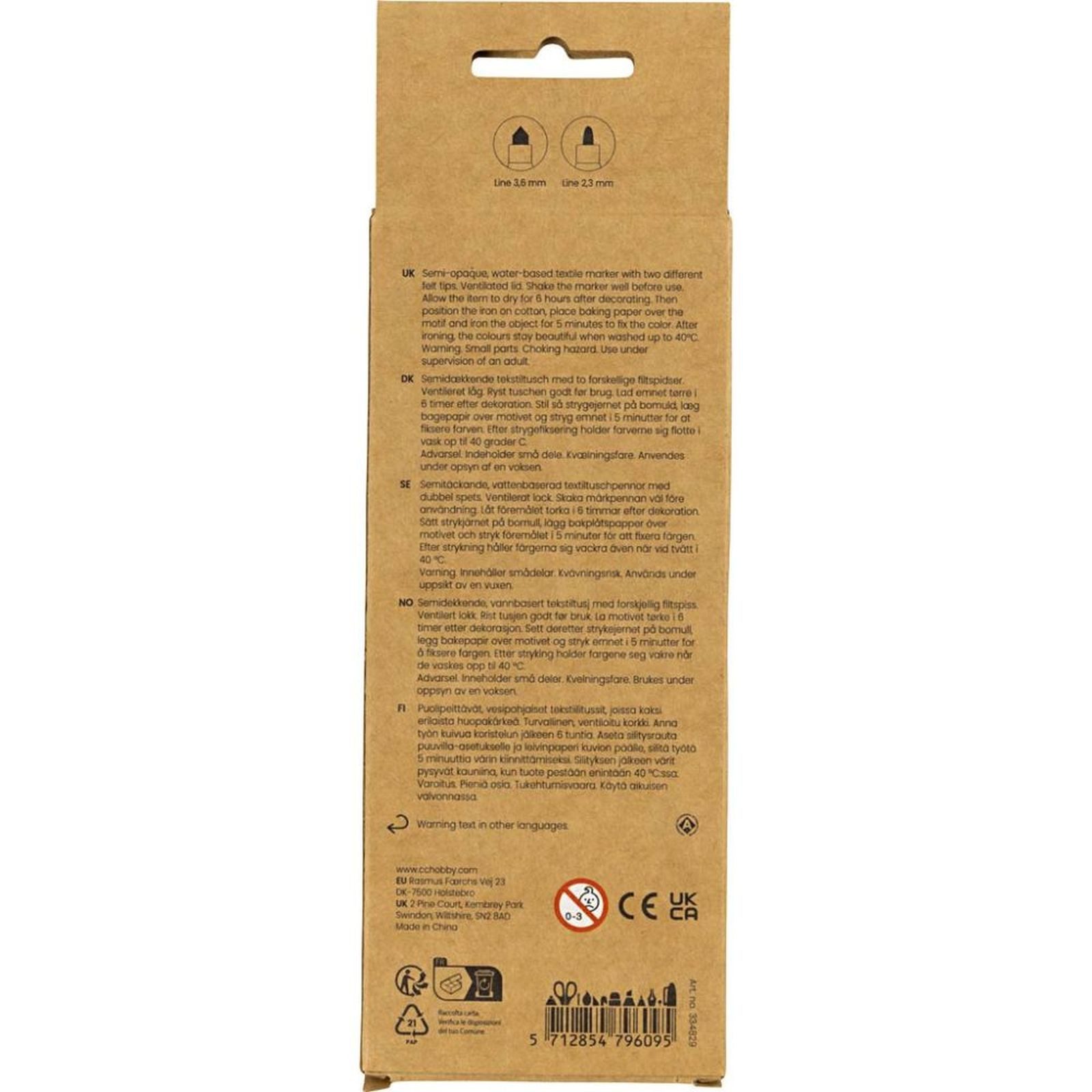 creativ company Textilmarker Permanente Stoffmalstifte, (6-tlg), mit Doppelspitze