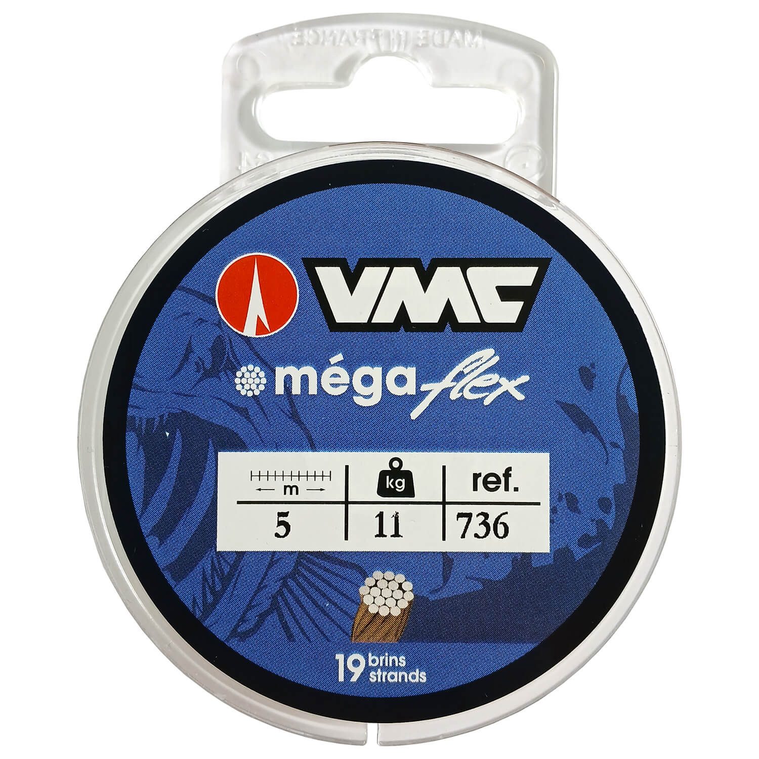 VMC Vorfachschnur VMC Megaflex Stahlvorfach Vorfachmaterial 1x19 C736 5m, 5 m Länge, (1-St)