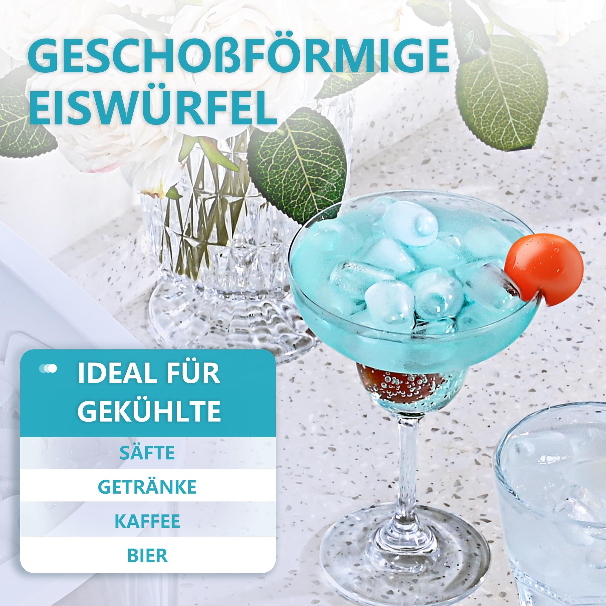 EUHOMY Eiswürfelmaschine Eiswürfelmaschine, 12 kg/24h, 2 Eisgrößen, selbstreinigend, kompakt, Leise, kompakt und schnell einsatzbereit fuer den taeglichen Eisbedarf