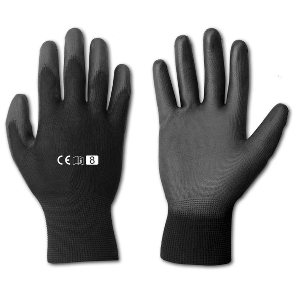 GarPet Mechaniker-Handschuhe Arbeitshandschuhe PU schwarz Gr. 9 12 Paar