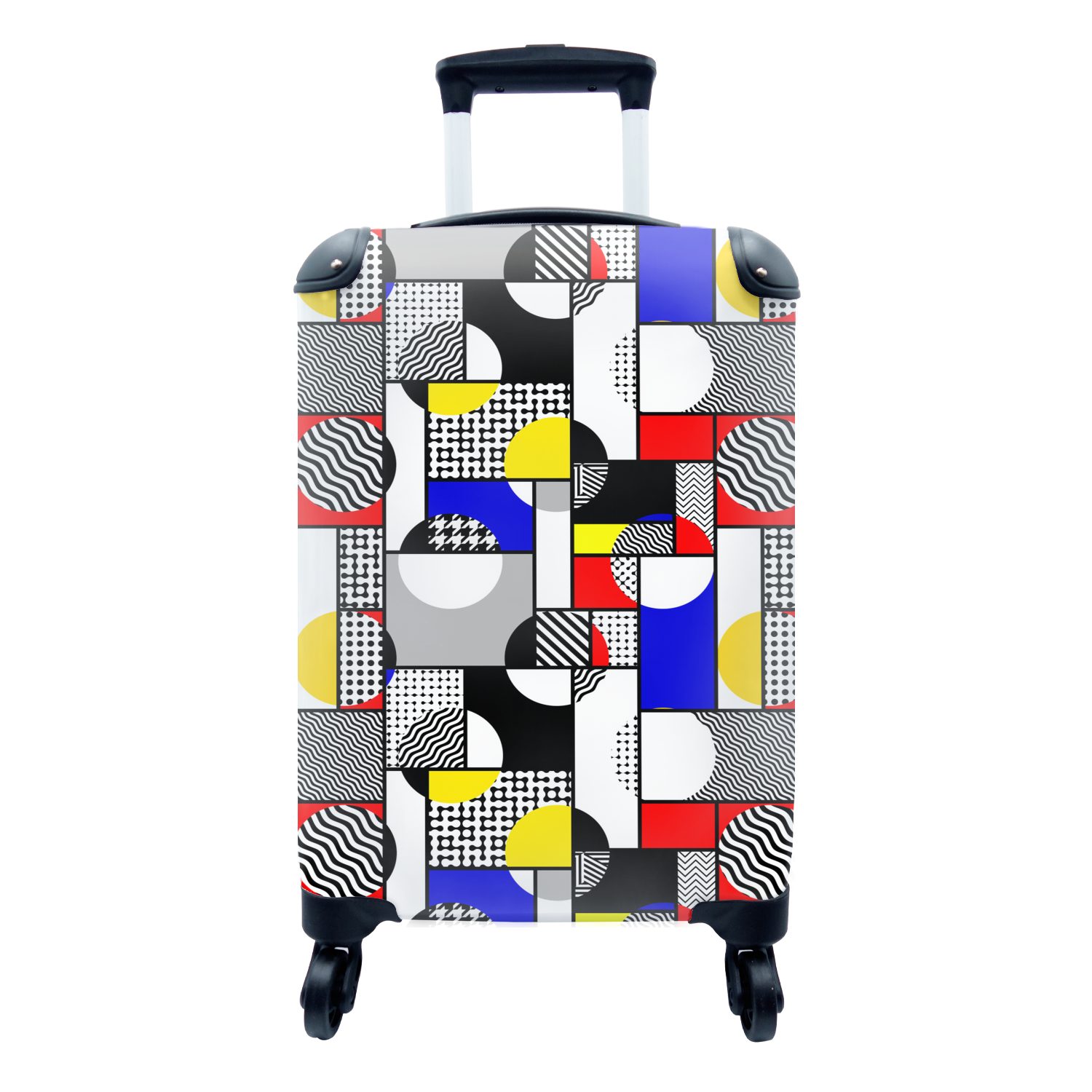 MuchoWow Handgepäckkoffer Malerei - Mondrian - Farben, 4 Rollen, Reisetasche mit rollen, Handgepäck für Ferien, Trolley, Reisekoffer