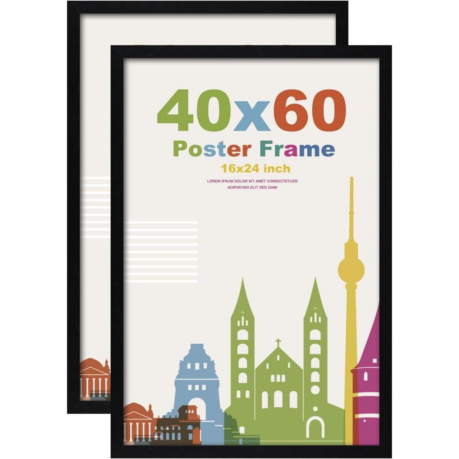 LuxusKollektion Bilderrahmen-Set Bilderrahmen Holzrahmen MDF Acrylglas Zertifikat 40x60cm 2er Schwarz
