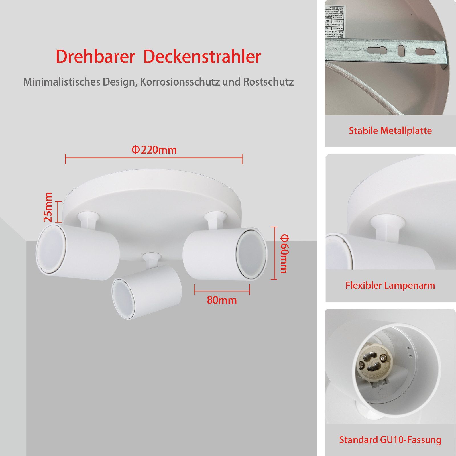 Zedelmaier Deckenstrahler Deckenspots Deckenleuchte max.7W, GU10, günstig online kaufen