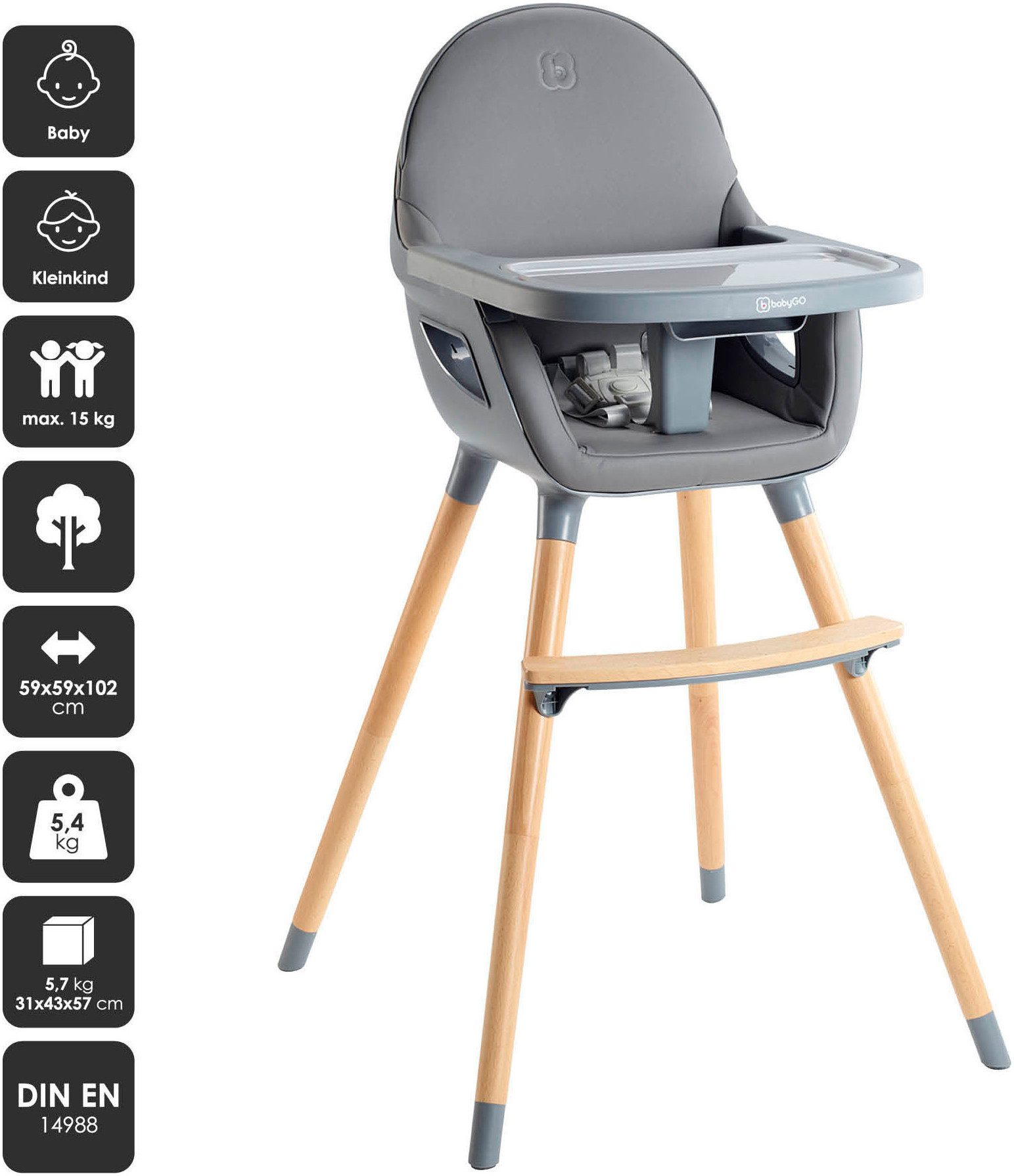 BabyGo Hochstuhl Scandi - wood günstig online kaufen