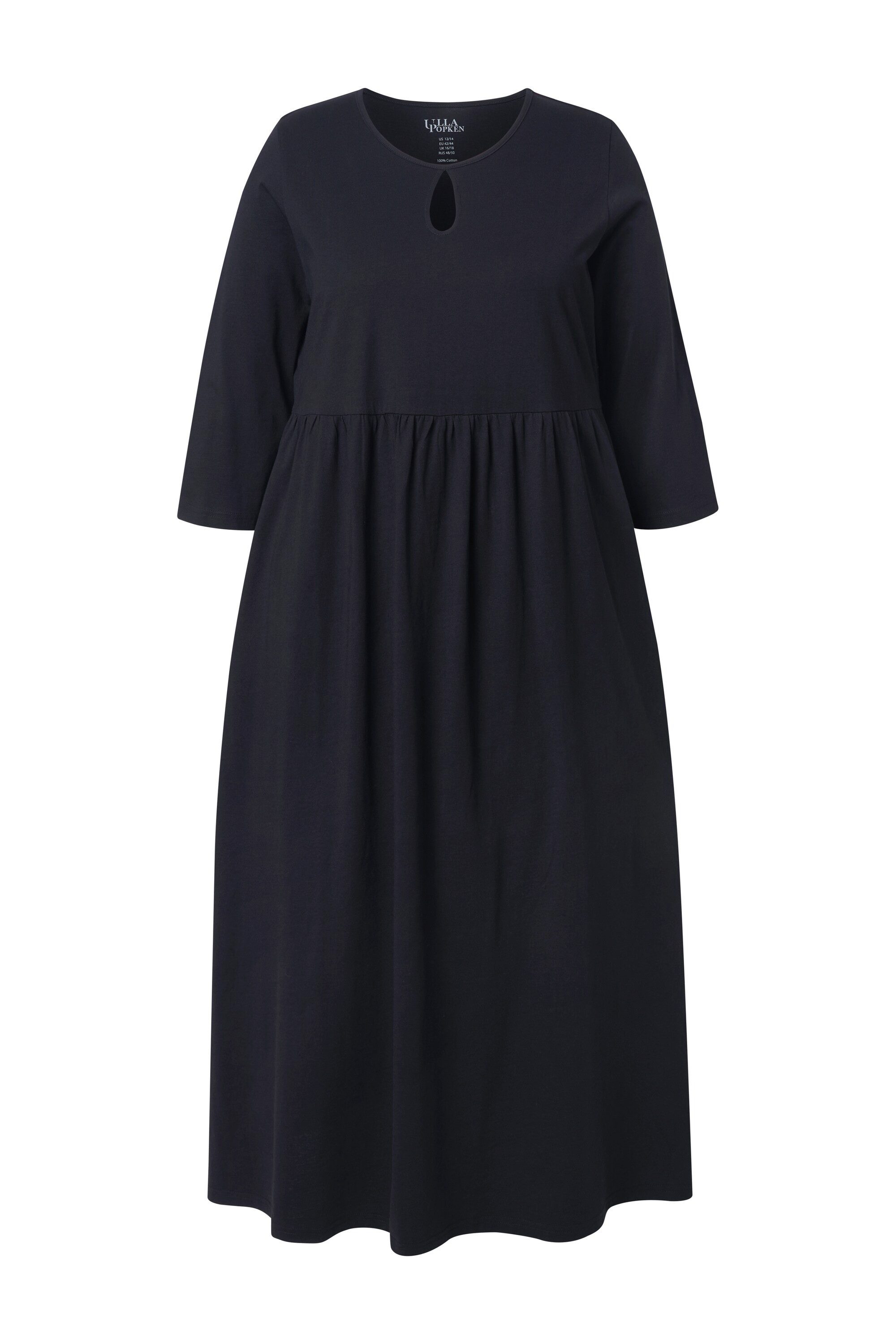 Ulla Popken Maxikleid Jersey-Maxikleid Rundhals Keyhole 3/4-Arm Taschen günstig online kaufen