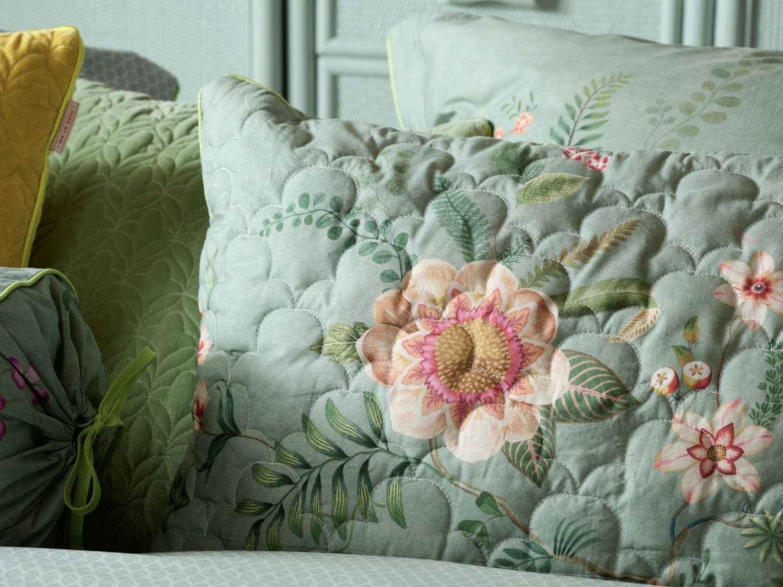 PiP Studio Dekokissen Everbloom Kissen rechteckig grün 45x70cm (1 Stück)
