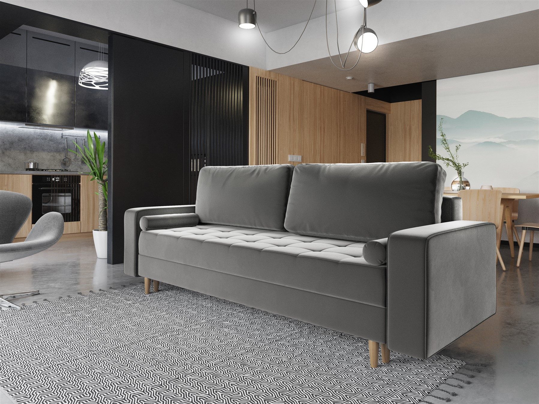 Fun Möbel 3-Sitzer Sofa BELANO mit Schlaffunktion in Stoff Itaka, inkl. Bettkasten, Rundumbezug