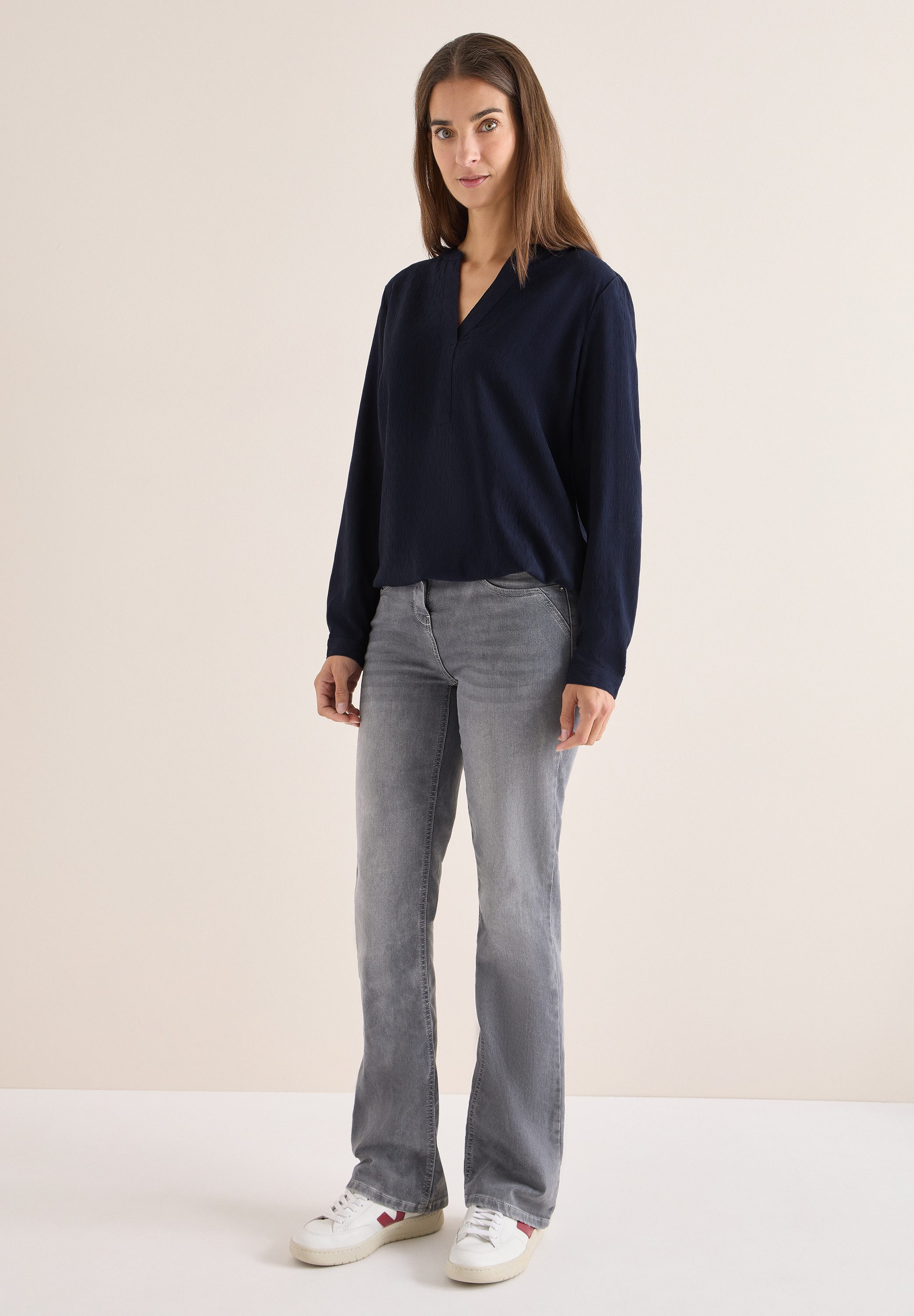 CECIL Langarmbluse mit Elastiksaum