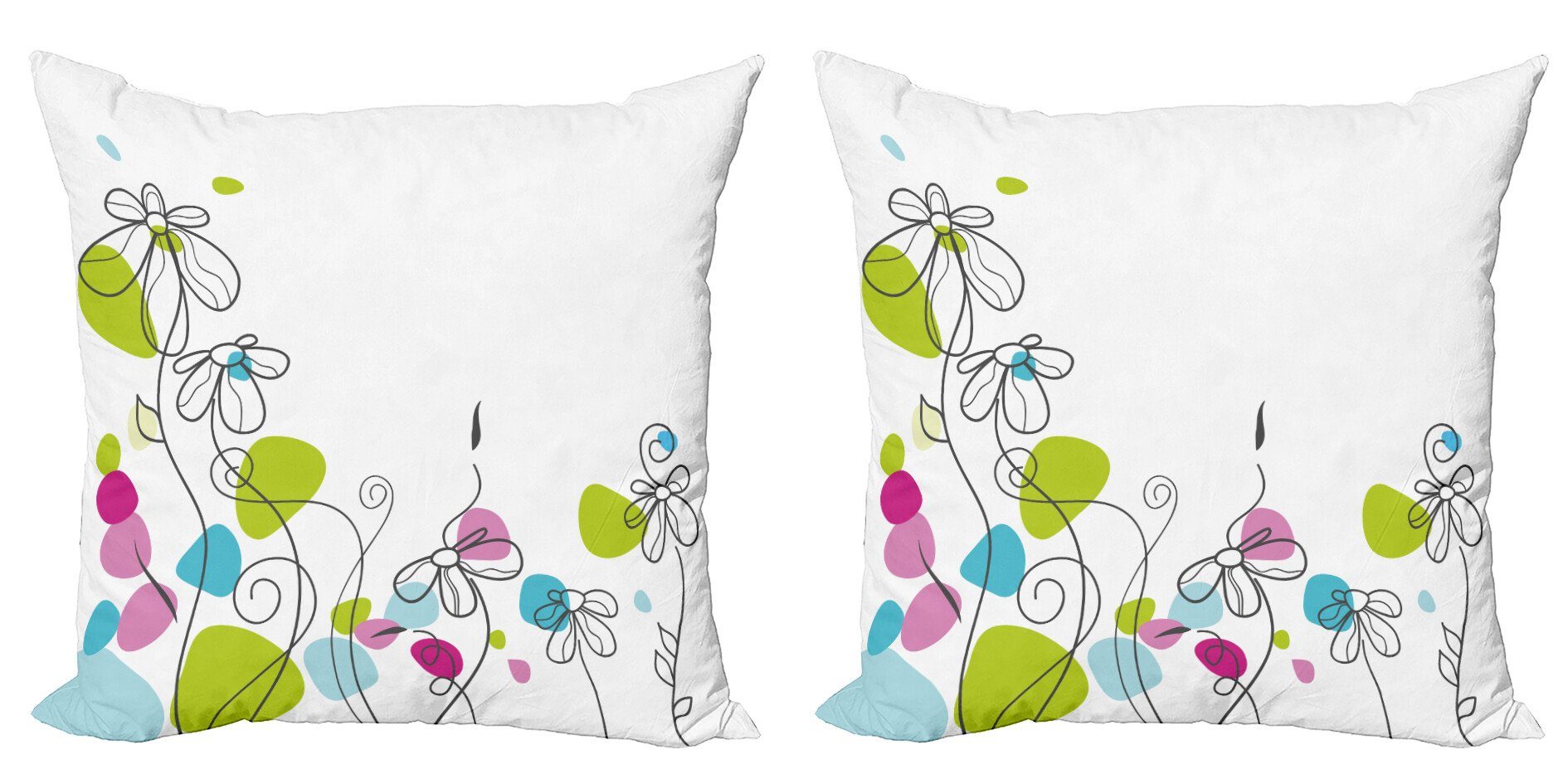 Kissenbezüge Modern Accent Doppelseitiger Digitaldruck, Abakuhaus (2 Stück), Blumen Gänseblümchen Frühlings-Röschen