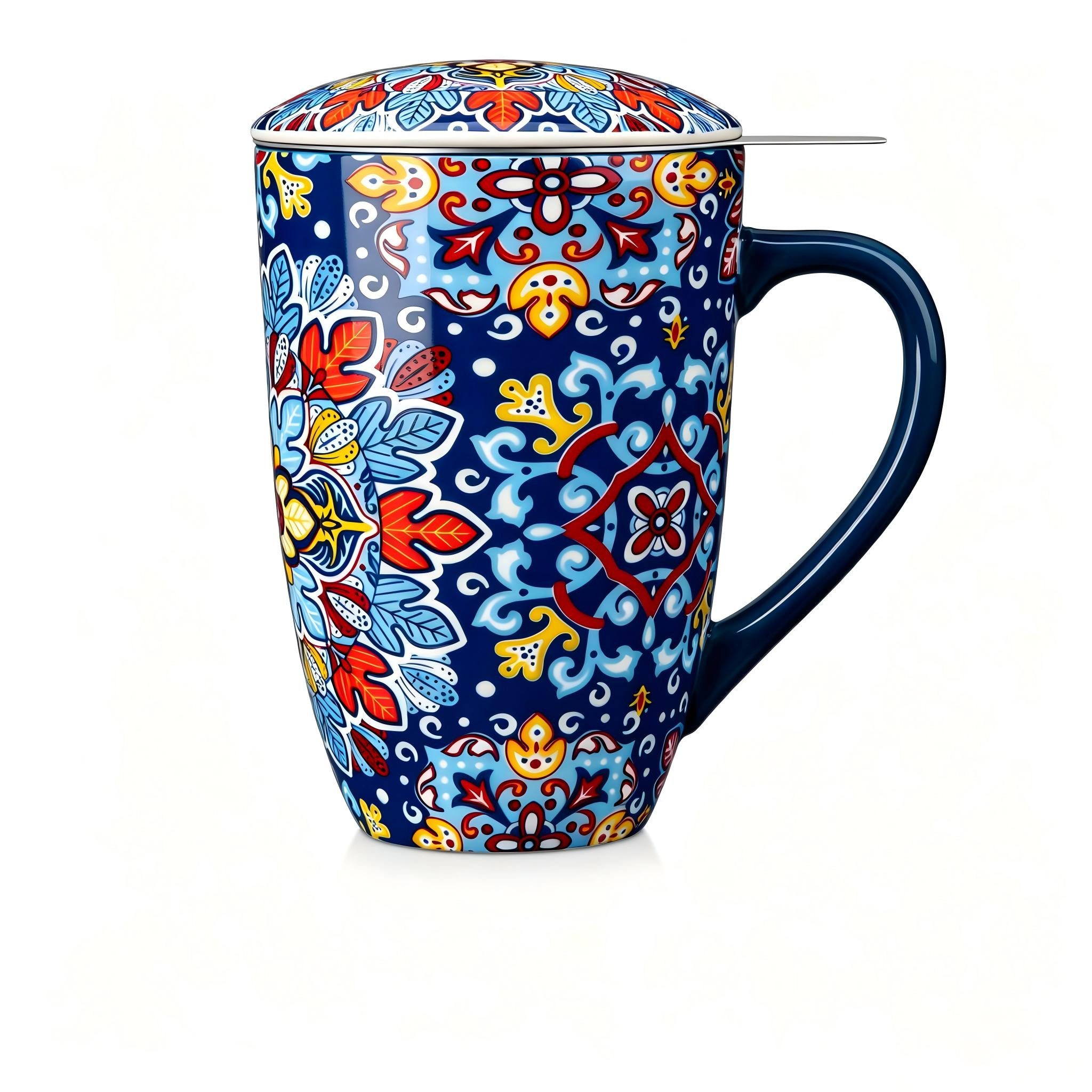 vancasso Becher Porzellan Teebecher Set mit abnehmbarem Siebeinsatz, Deckel, 1-tlg., Porzellan