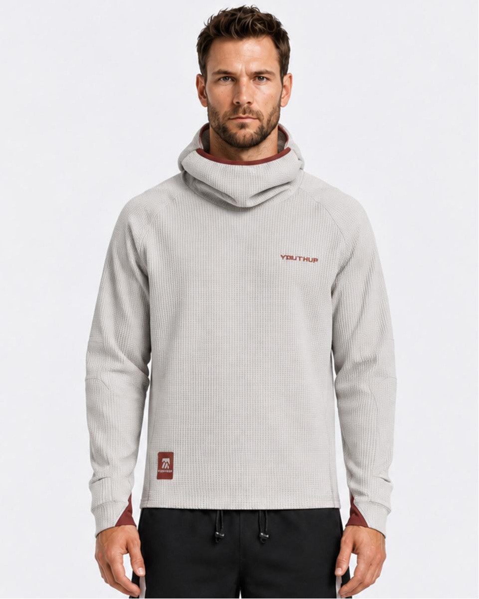 YOUTHUP Funktionsshirt Herren Regular-Fit Langarmshirt mit Kapuze & Gesichtsschutz
