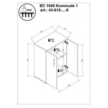 Bega Consult Kommode Kommode BC1040 Beistellkommode Evoke Eiche Nb. / Weiß ca, 60/84/35 cm