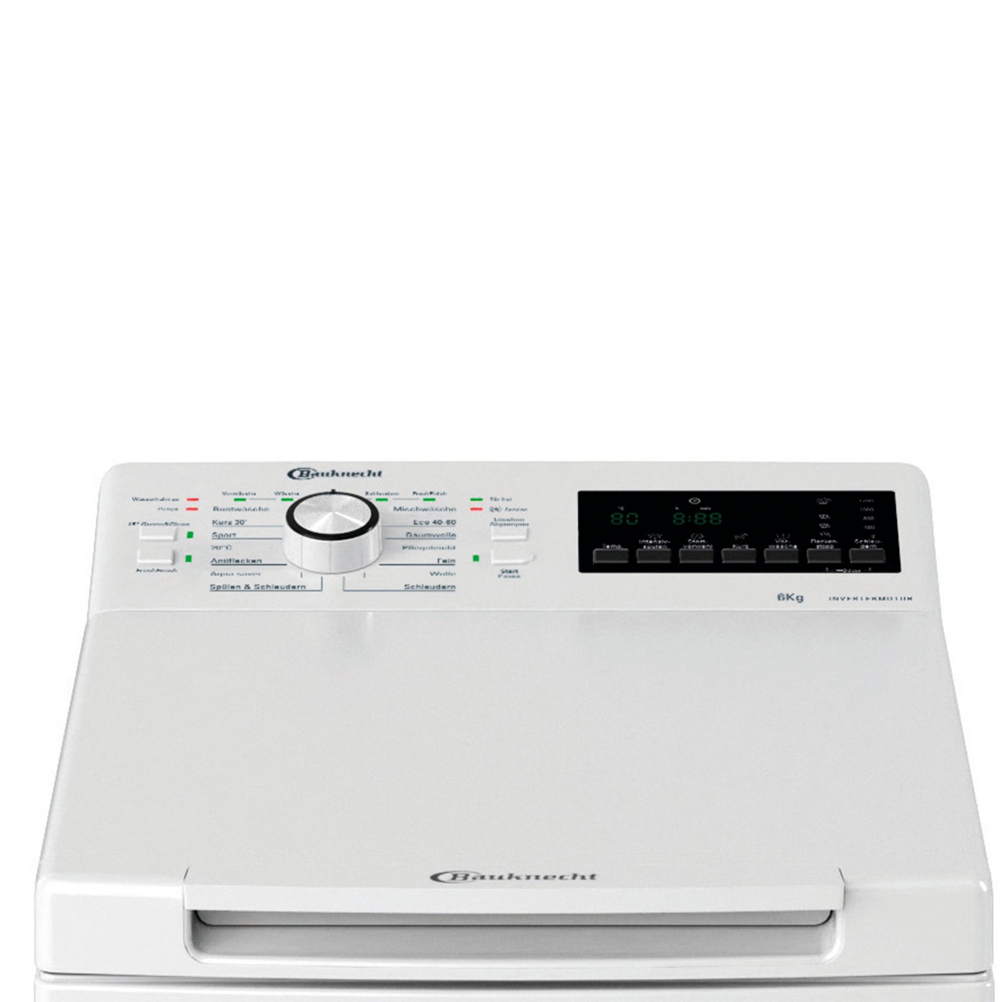 BAUKNECHT Waschmaschine Toplader WMT BK 1266 B, 6 kg, 1200 U/min, FreshFinish, 15° Green&Clean, Mehrfachwasserschutz+, SoftOpening