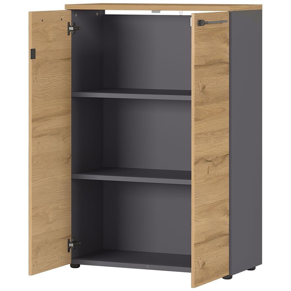 3OH 80/120/40cm 80cm B/H/T Aktenschrank ca. AURAY-01 Lomadox Graphit/Grandson-Eiche-Nb.