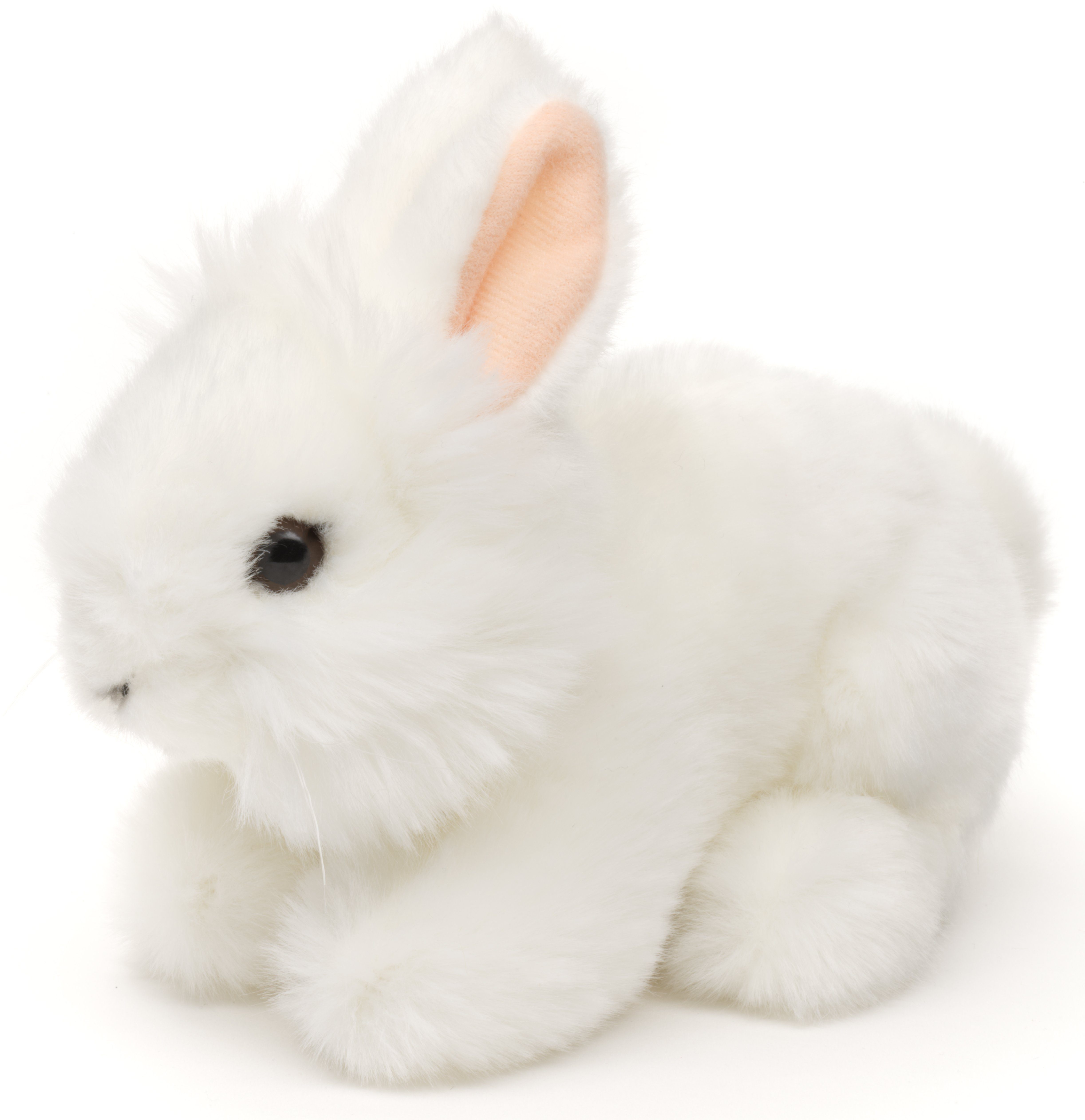 Uni-Toys Kuscheltier Angora-Kaninchen, 18 cm - versch. Modelle - Plüsch-Hase, Plüschtier, zu 100 % recyceltes Füllmaterial Weiß (liegend) | Kuscheltiere