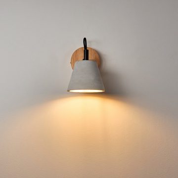 hofstein Wandleuchte »Thuras« Wandlampe aus Holz/Beton/Metall in Braun/Taupe/Schwarz, ohne Leuchtmittel, 1xE14, Wandspot im Retro/Vintage-Design