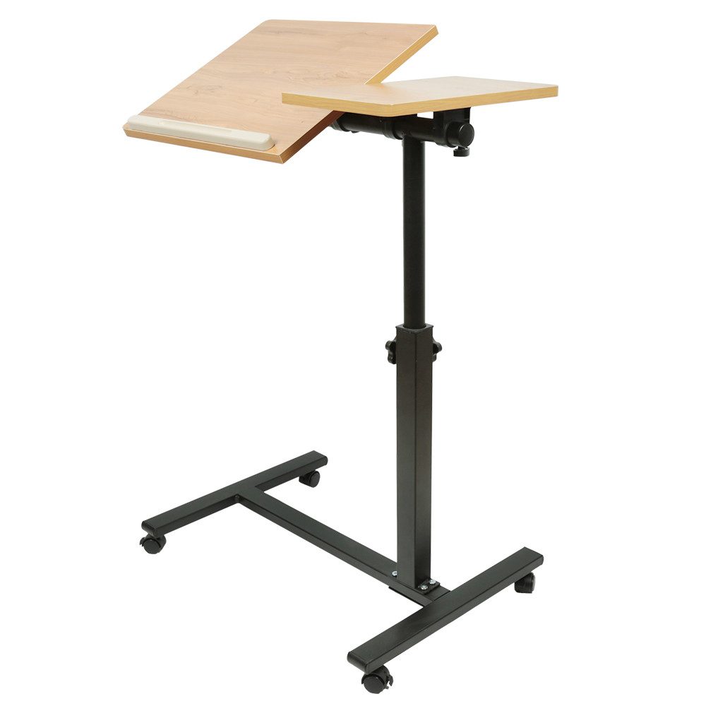 JEOBEST Beistelltisch Mobiler Stehtisch, Höhenverstellbar Computertisch Nachttisch, (Holz, Metallgestell) Laptoptisch mit Wendbarer Tischplatte