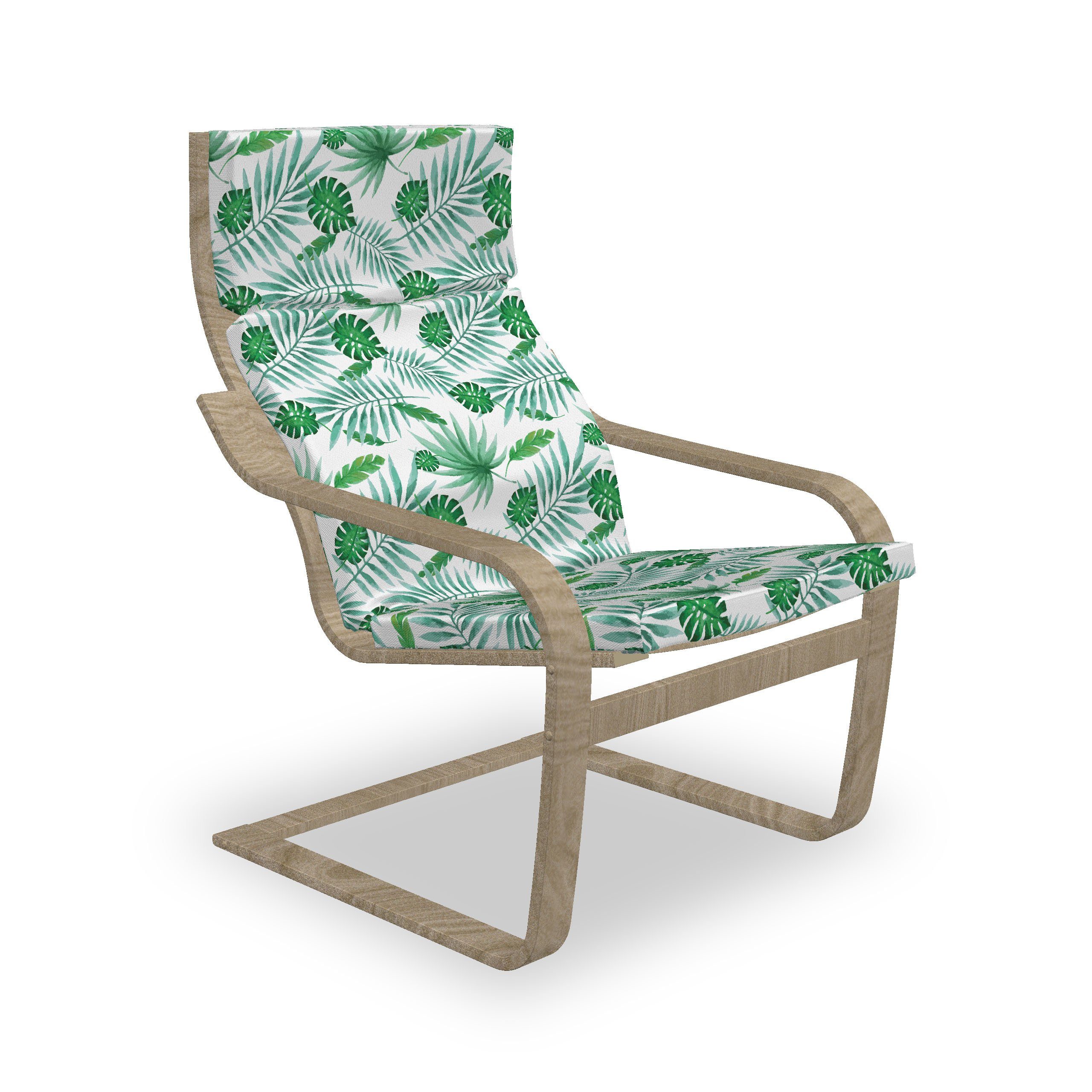 Abakuhaus Stuhlkissen Sitzkissen mit Stuhlkissen mit Hakenschlaufe und Reißverschluss, Tropisch Aquarell Leafage