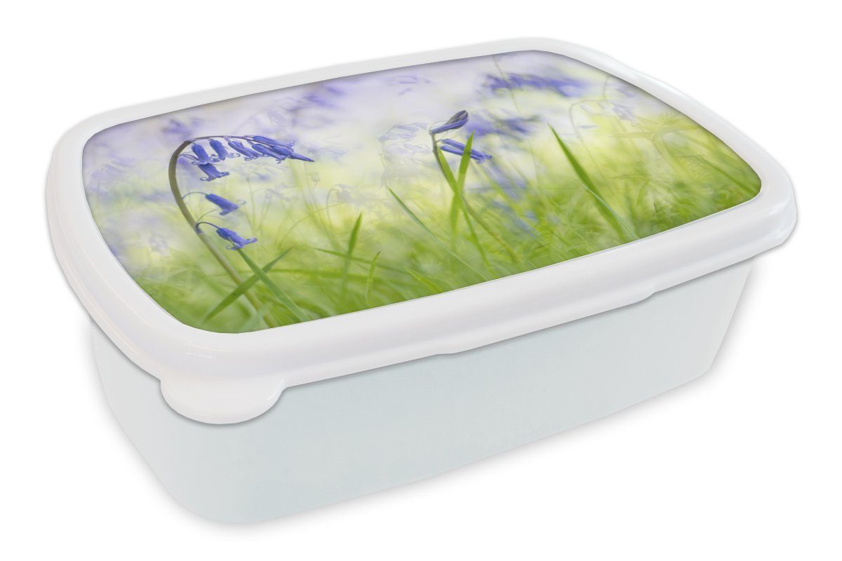 MuchoWow Lunchbox Sternhyazinthen im grünen Rasen, Kunststoff, (2-tlg), Brotbox für Kinder und Erwachsene, Brotdose, für Jungs und Mädchen weiß