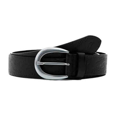 Desigual Ledergürtel Damen Leder Ремені Dornschließe Belt Logo Ondas 22WARL04/2000 schwarz