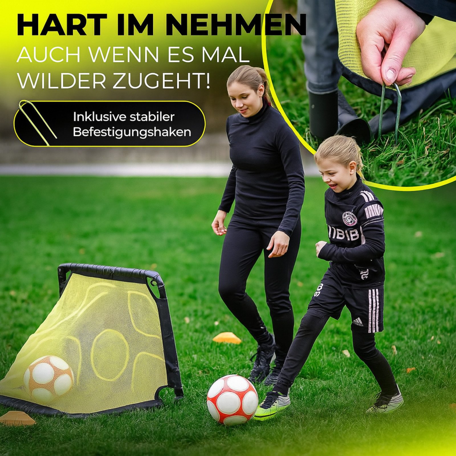 BURI Fußballtor 2-in-1 Fussballtor Set für Kinder Torwand Garten Fussball Mini-Tor
