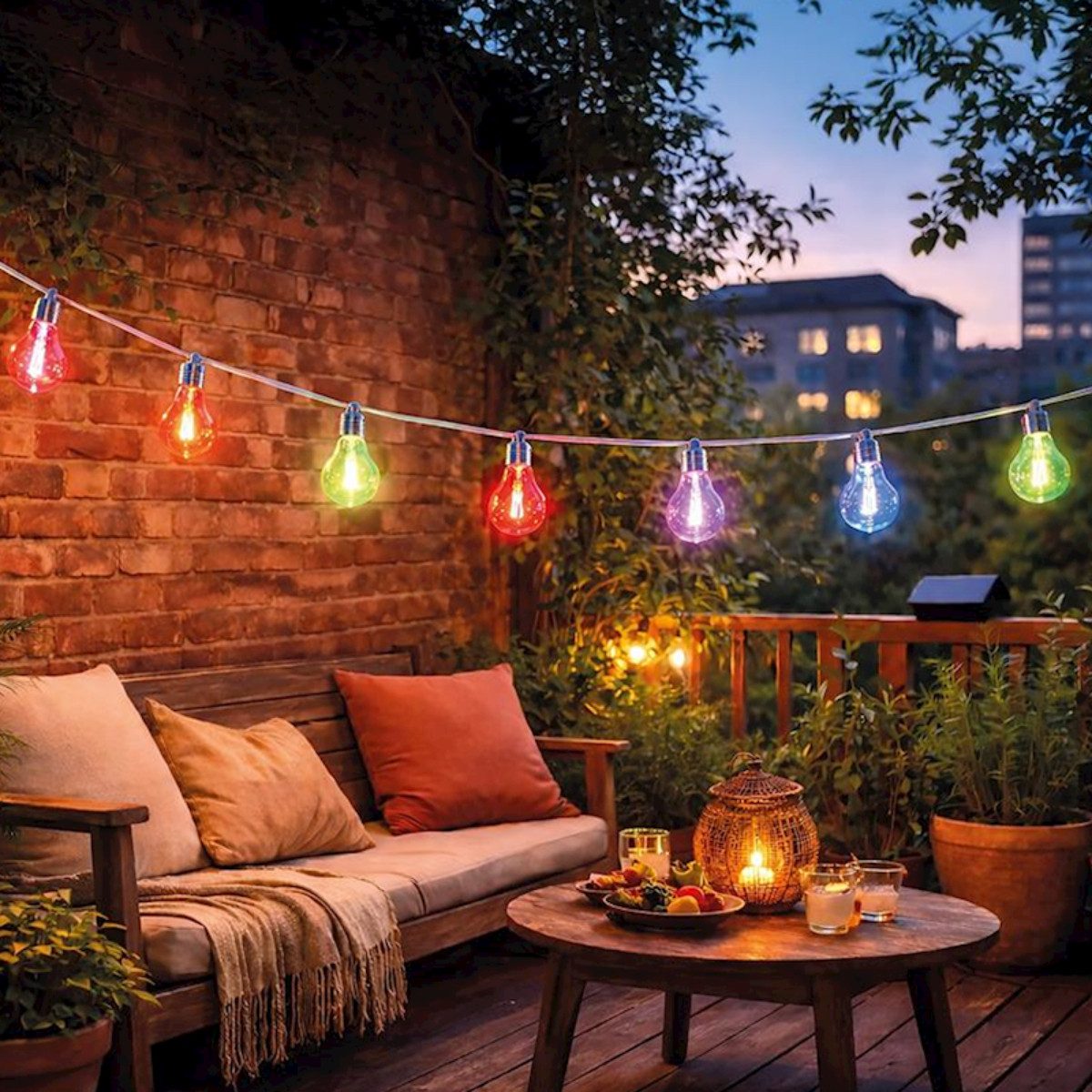 Forever Light LED-Lichterkette FLS-400, 10-flammig, Solarbetriebene Gartenbeleuchtung mit buntem Lichteffekt
