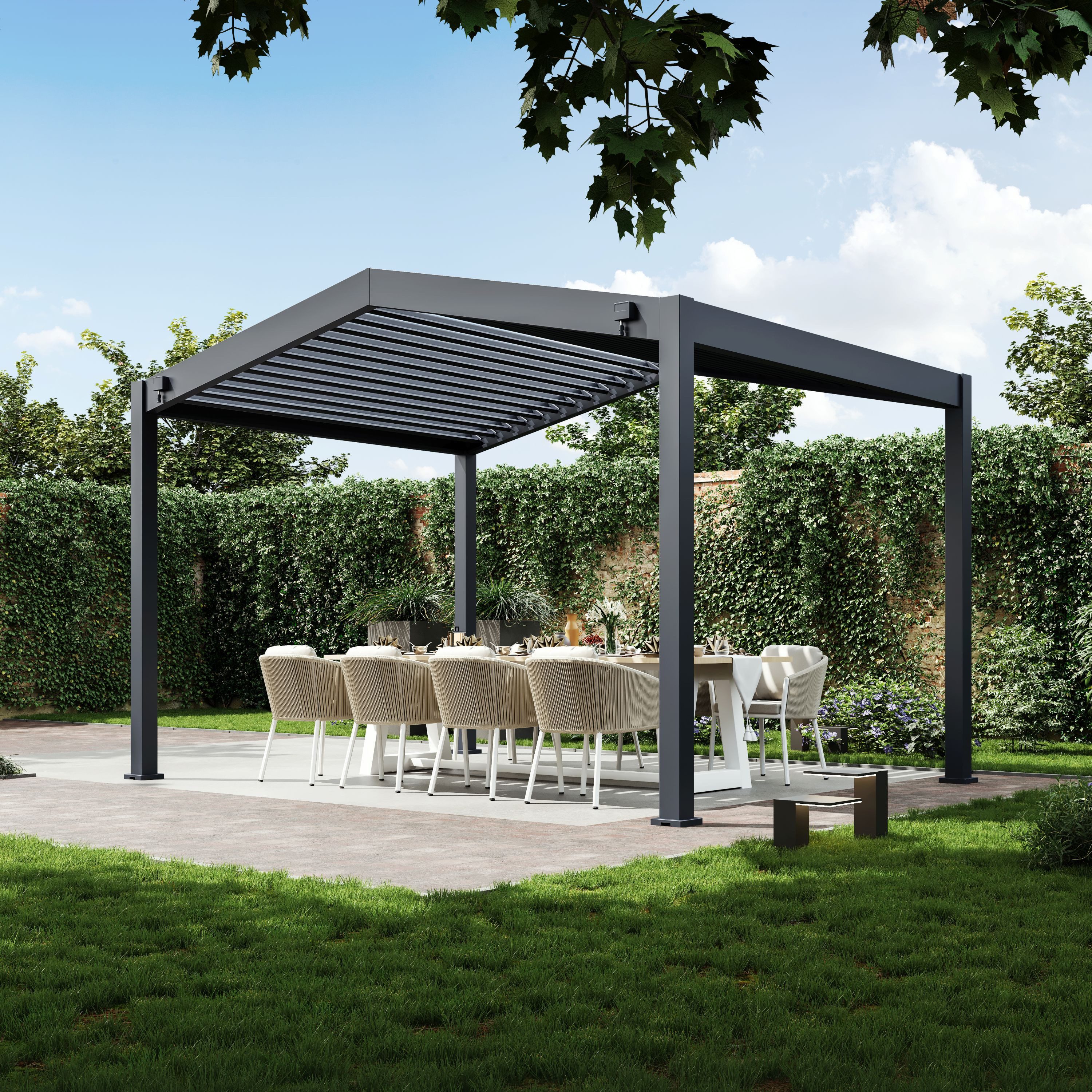 Paragon Pergola Hana 1013 Beige, BxTxH: 300,5x400,2x225,3 cm, Massive Aluminiumkonstruktion