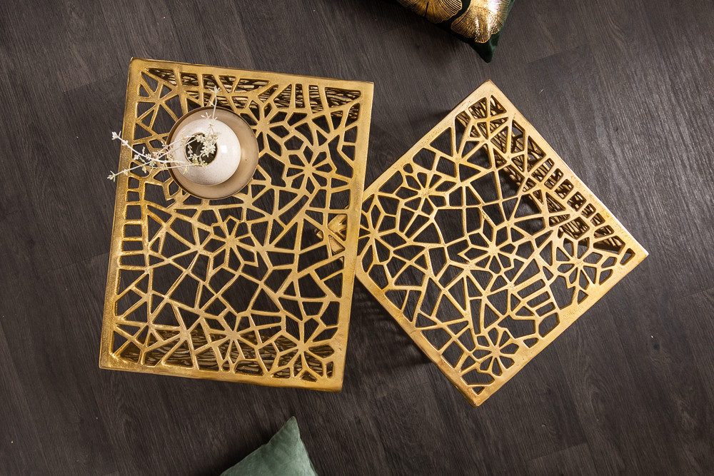 riess-ambiente Couchtisch ABSTRACT 50cm gold (Set, 2-St., 2x Couchtisch), Wohnzimmer · Metall · eckig · Modern Design – Bild 4 von 5