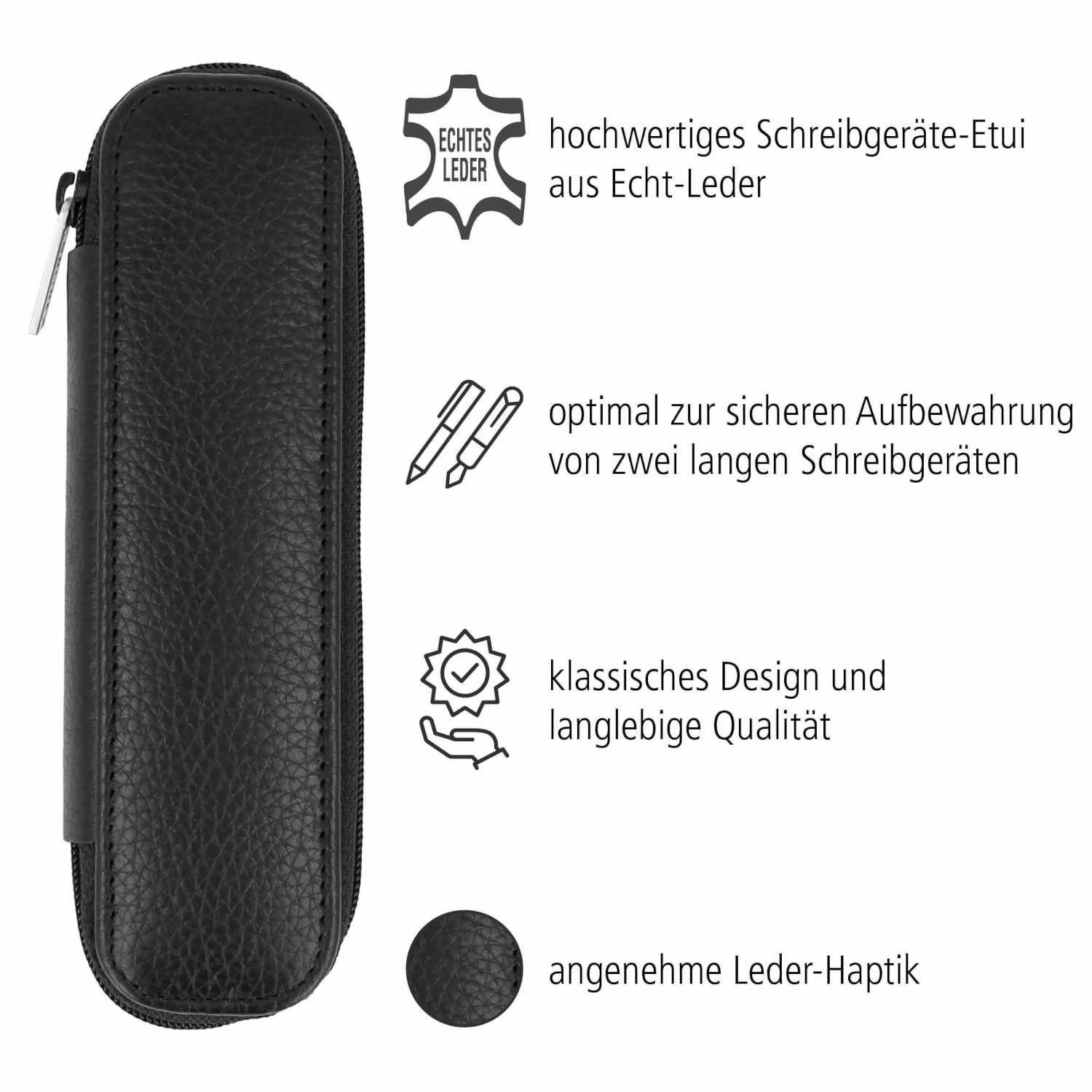 aus schwarz Pen Schreibgeräteetui Echtleder Lederetui, Stifte-Mäppchen Füller-Etui), Online (hochwertiges