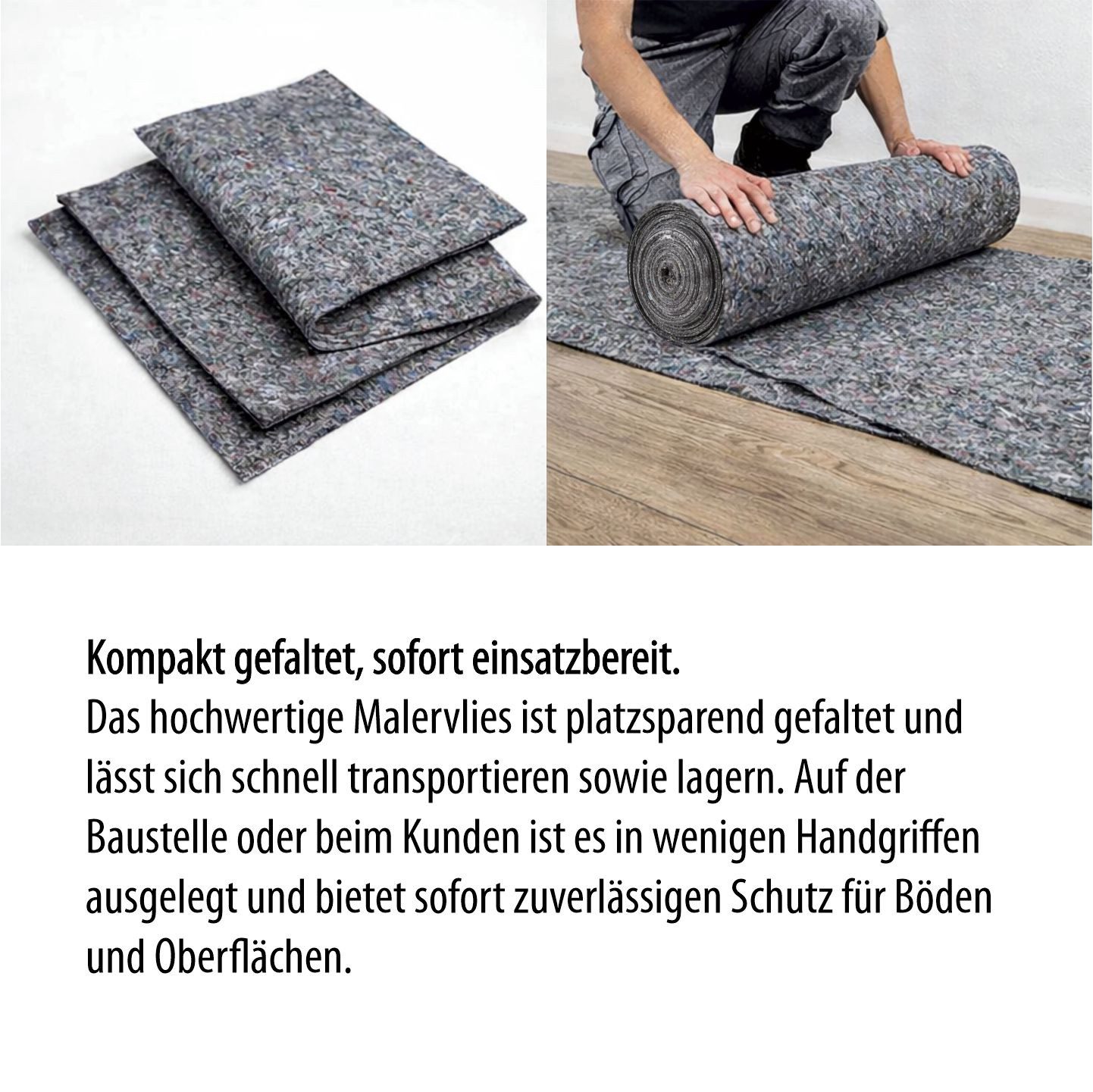 STONE Malervlies Abdeckvlies 180 g/m² 50 m Rolle – Schutzvlies für Boden & Renovierung, 180 g/m² Malervlies Rolle – rutschfest & saugstark - 1 m x 50 m