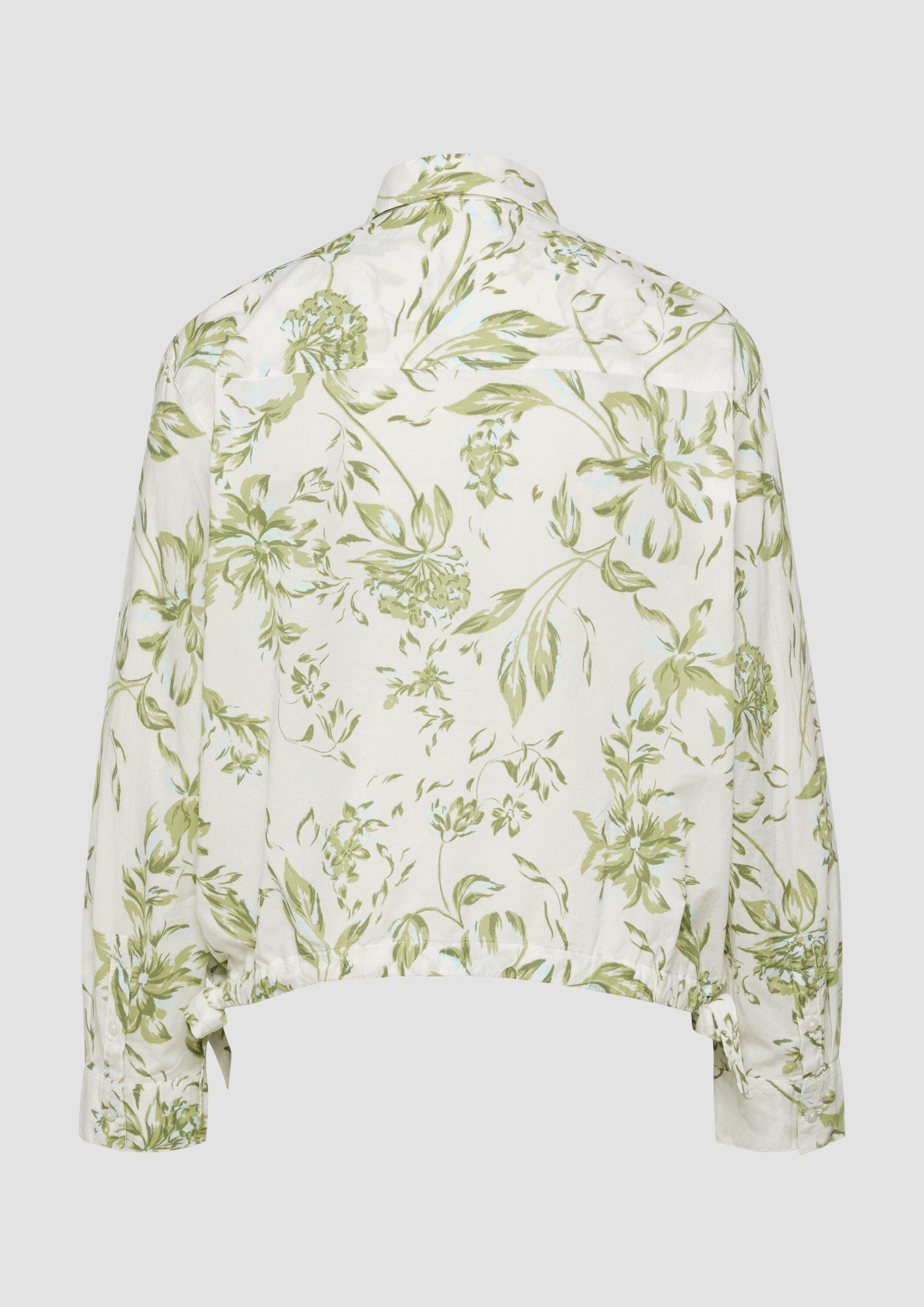 s.Oliver Langarmbluse Bluse Leichte Hemdbluse aus Baumwollvoile mit Schleifendetail