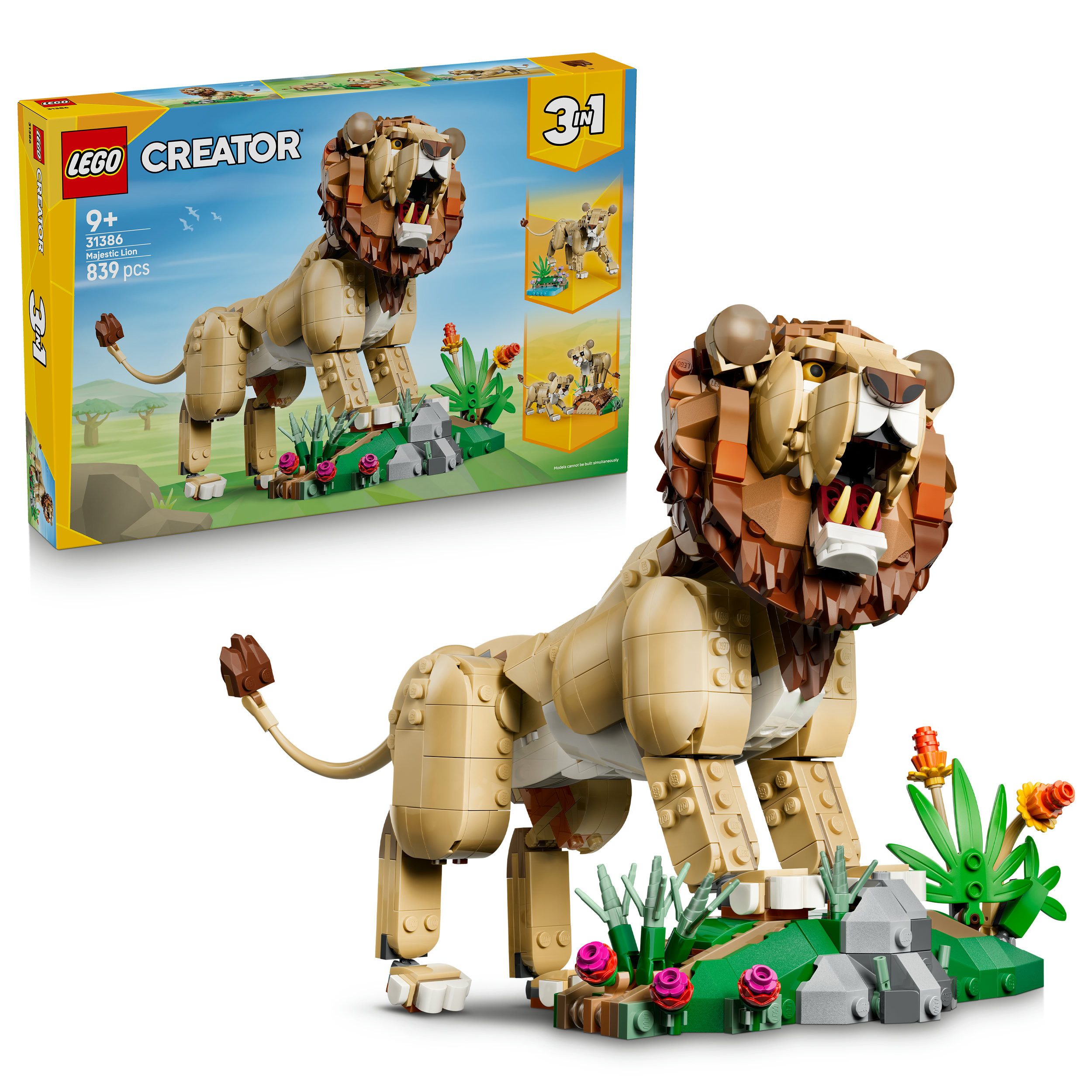 LEGO® Wilde Tiere: Majestätischer Löwe (31386), LEGO Creator Konstruktionsspielsteine, (839 St), Made in Europe