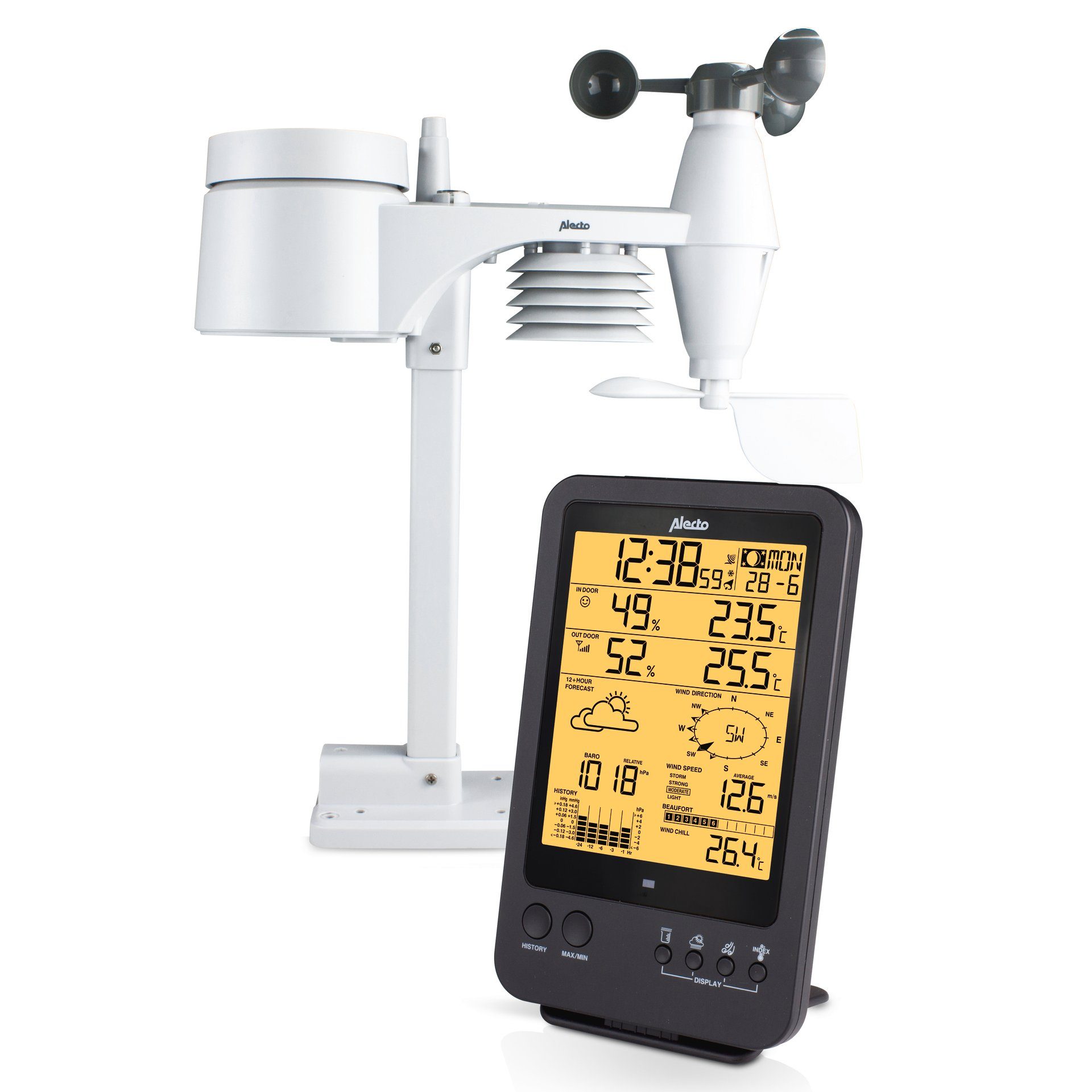 Alecto WS-4700 Professionelle Wetterstation 5,5" Außenwetterstation (mit Außensensor)