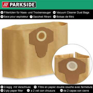 Parkside Staubsaugerbeutel 10 Papierfilterbeutel 20 L für Nass-Trockensauger, passend für Parkside