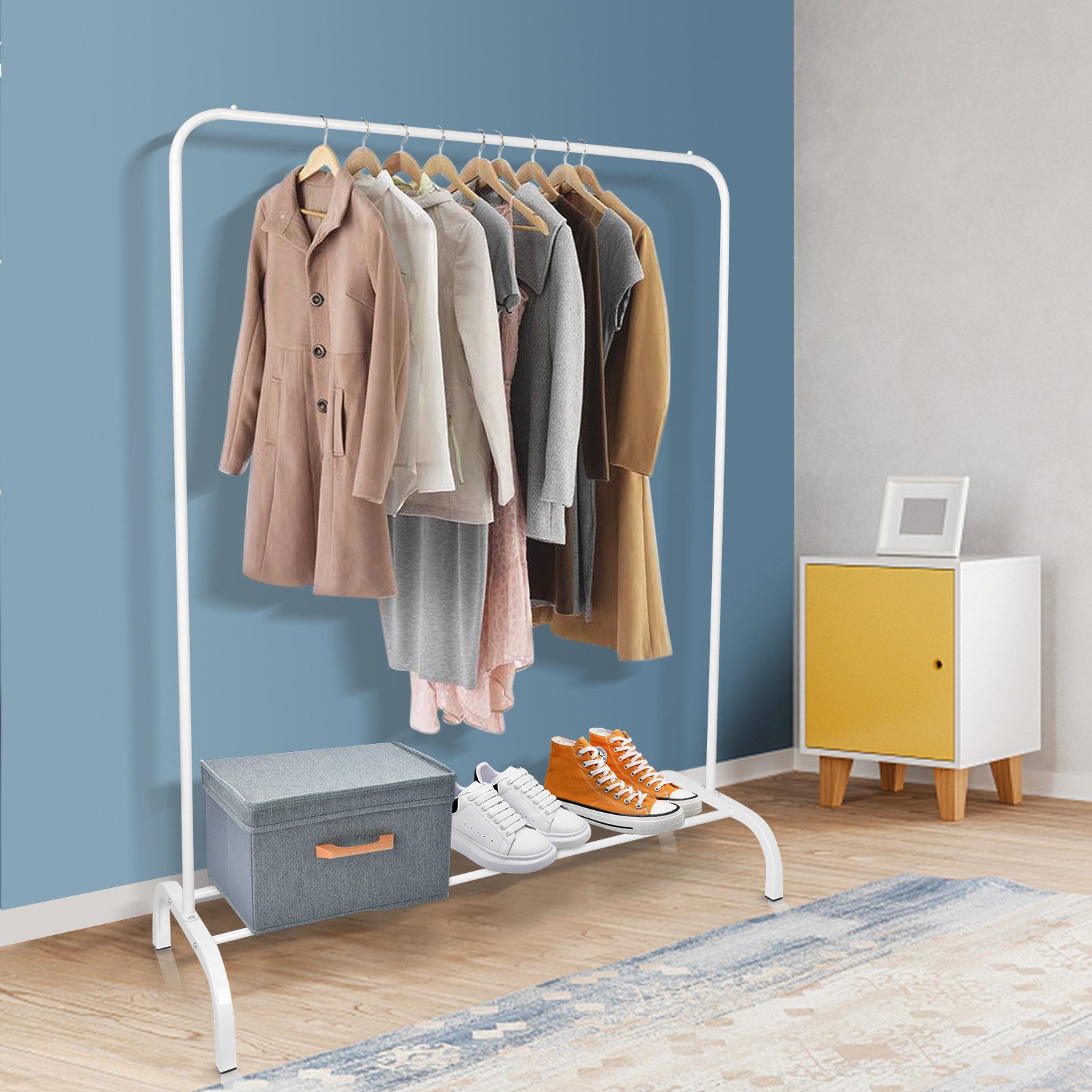 JEOBEST Garderobenständer Kleiderständer mit Schuhregal, Schlafzimmer Kleiderstange – Bild 4 von 5