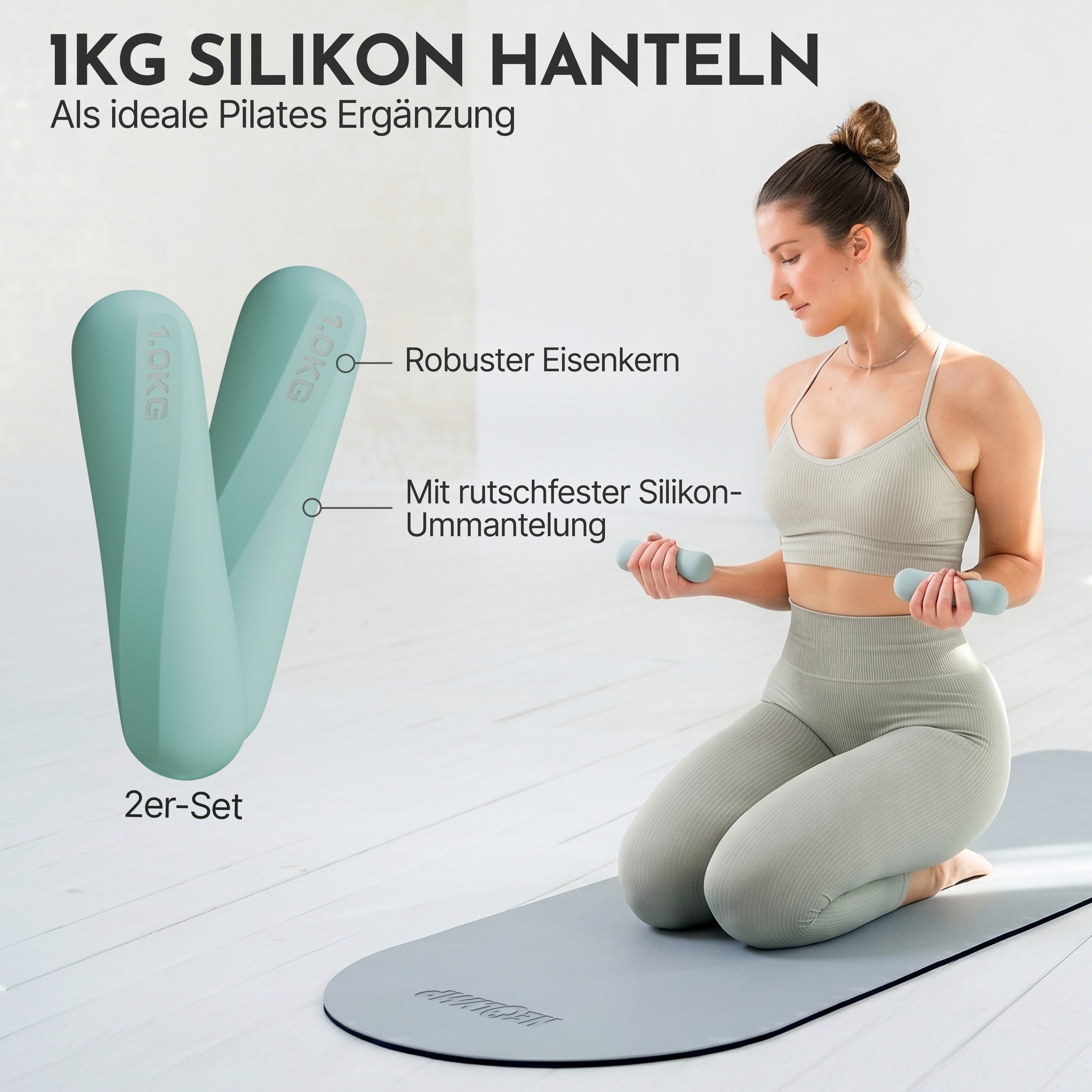 NEOLYMP Pilates-Ring Pilates Set für Zuhause – Pilates Ball, Pilates Ring & Gewichte (Pilates Essential Kit Damen & Anfänger - Home Pilates), Pilates Zubehör Set – inkl. Pilates Bänder, 1kg Hanteln & E-Book